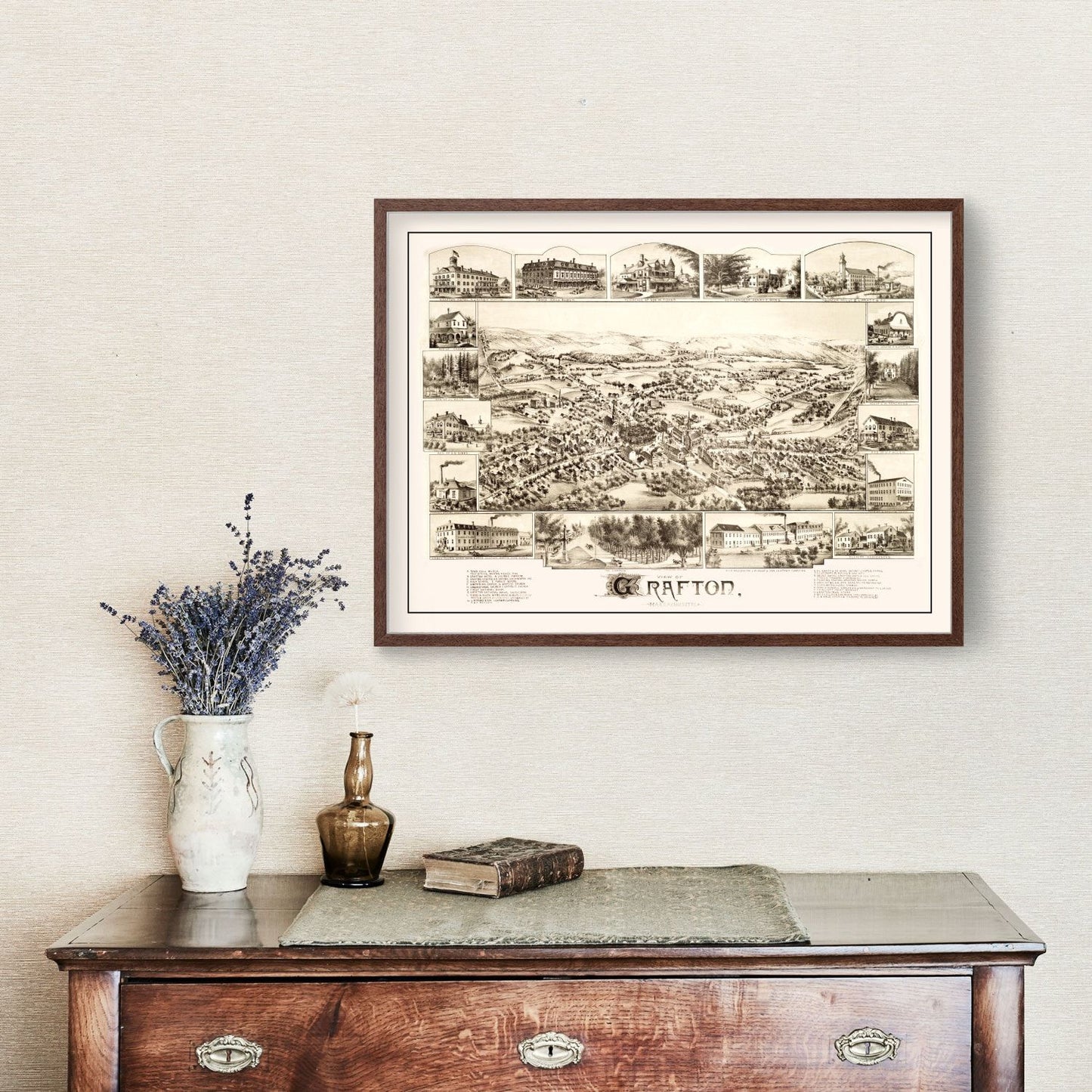 Vintage Map of Grafton, Massachusetts, 1887