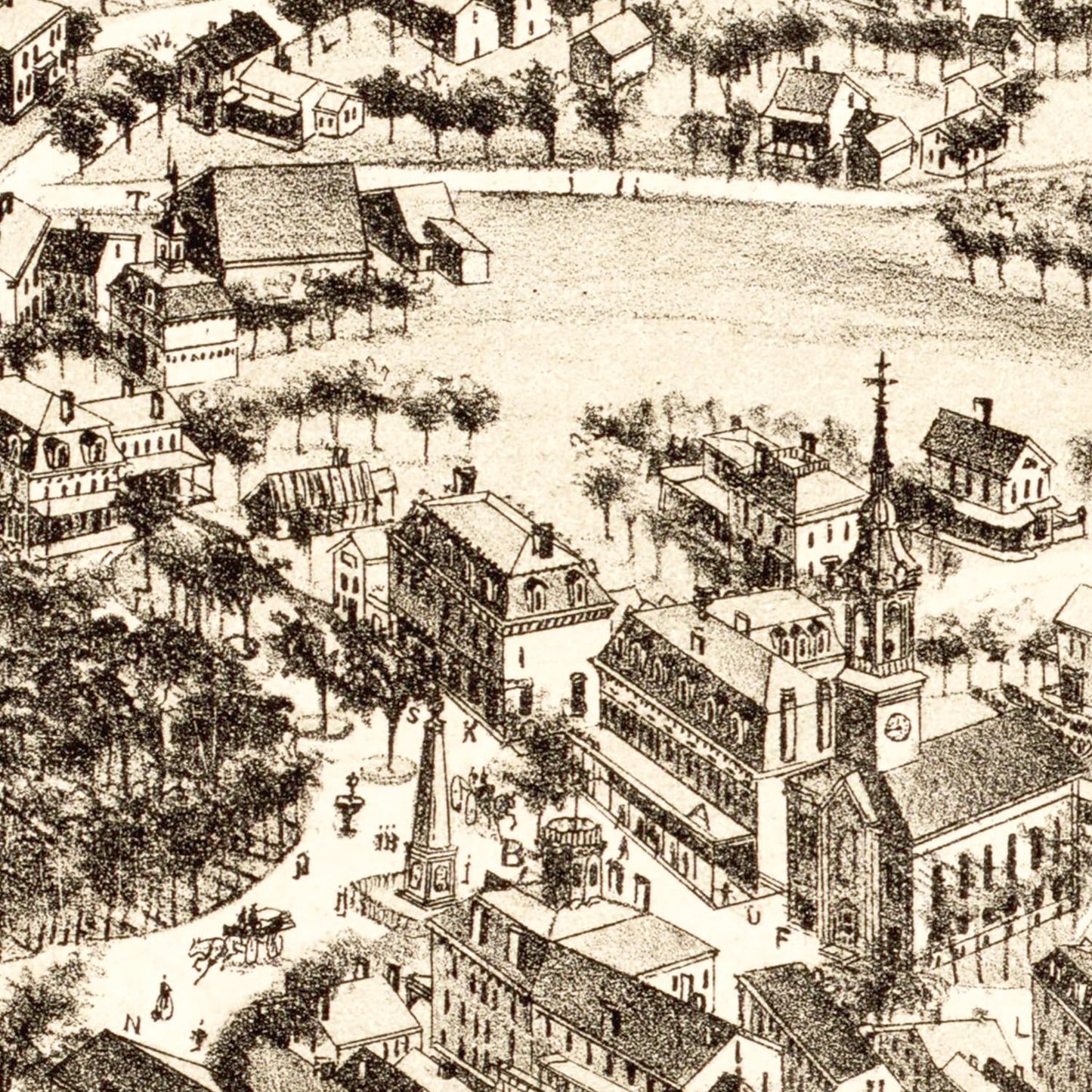 Vintage Map of Grafton, Massachusetts, 1887