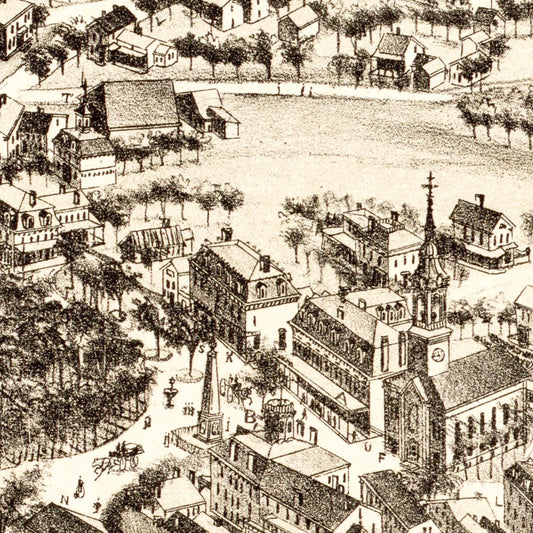 Vintage Map of Grafton, Massachusetts, 1887