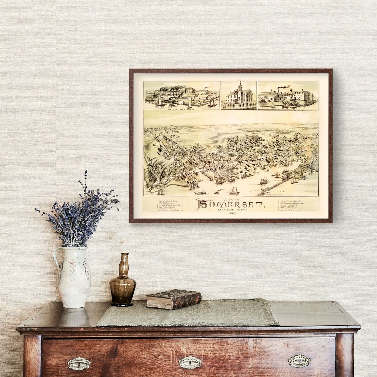 Vintage Map of Somerset, Massachusetts, 1887