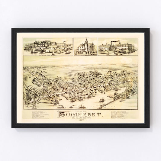Vintage map of Somerset, Massachusetts, 1887