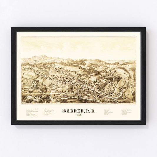 Vintage map of Warner, New Hampshire, 1887, digitally restored