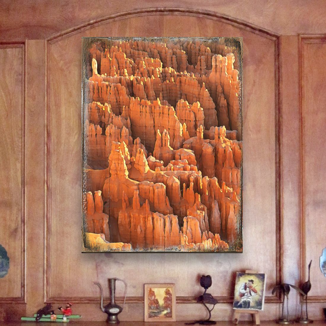 Rocky Mountain Side Wooden Wall Art - Layered Birch Landscape