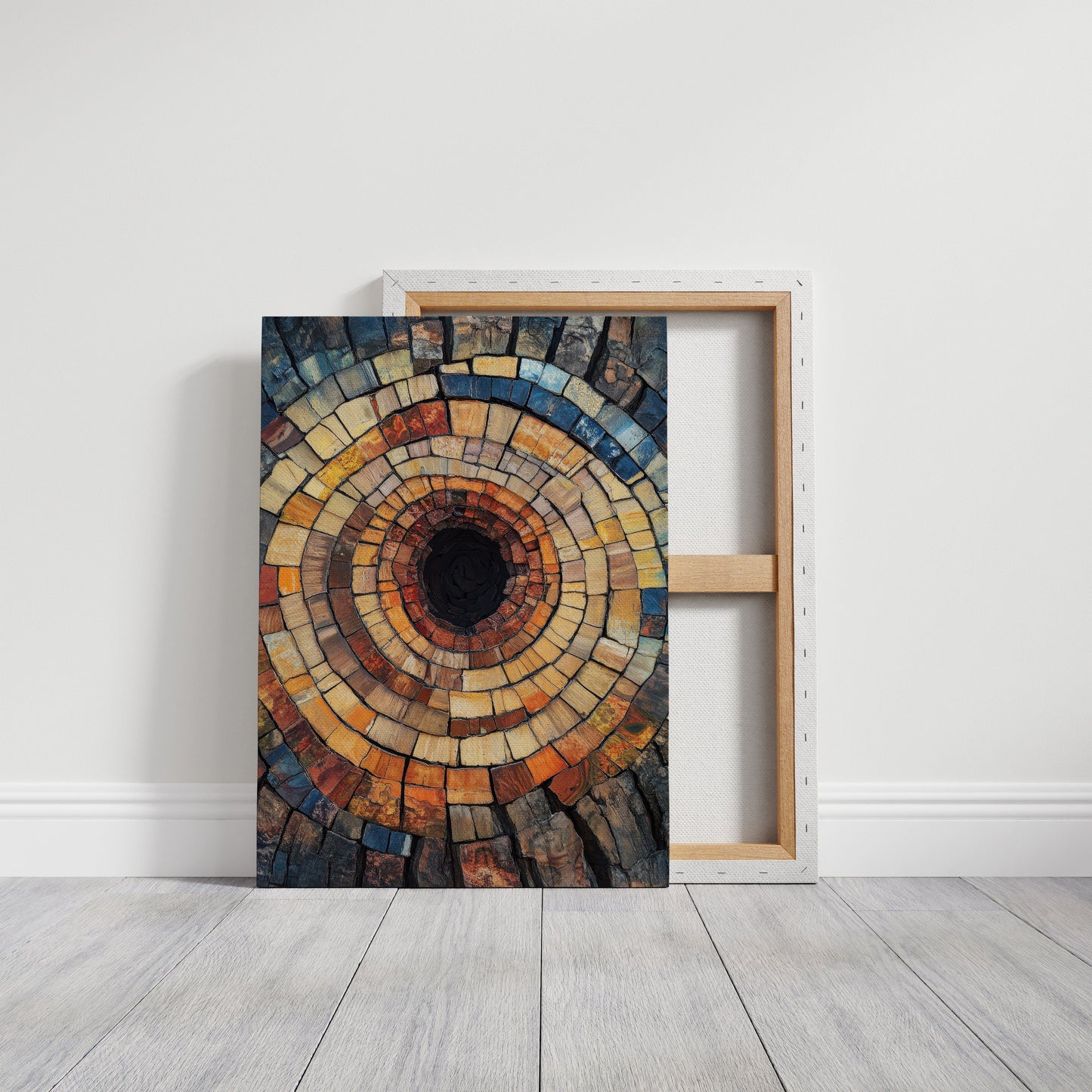 Petrified Wood Spiral Earth Tone Abstract Wall Art