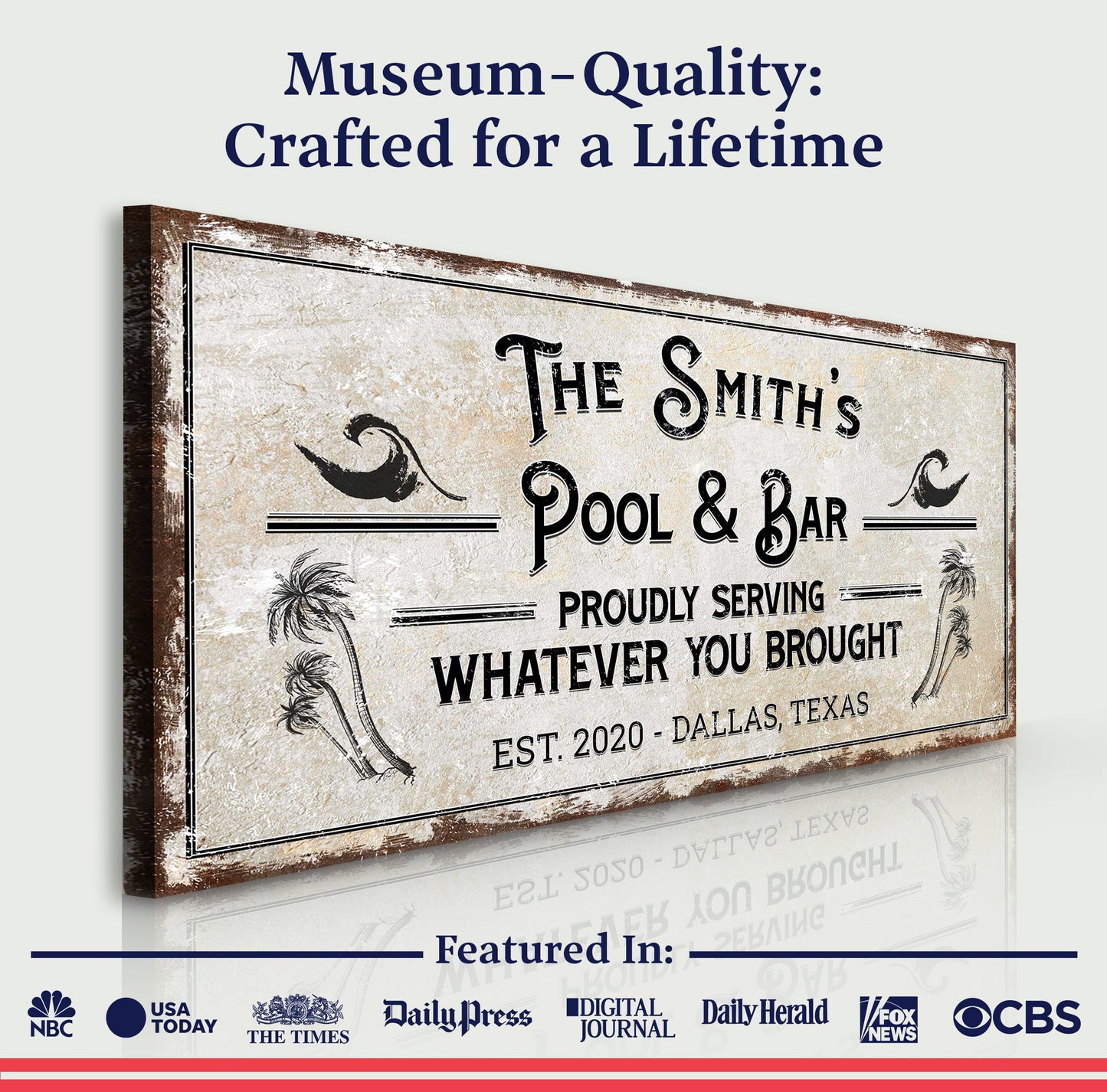 Personalized Rustic Pool Canvas Sign