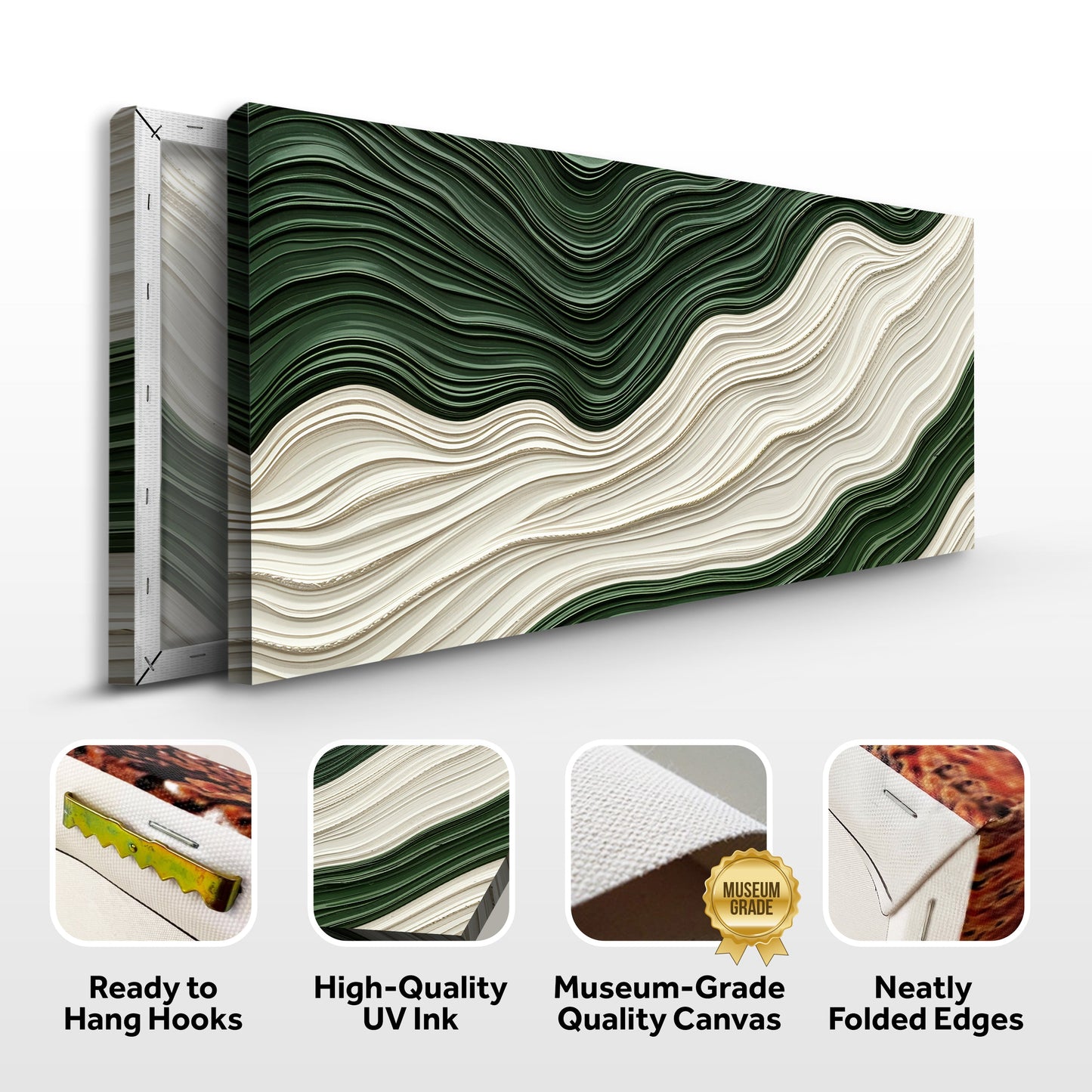 Green Rivers Abstract Canvas Wall Art VIII