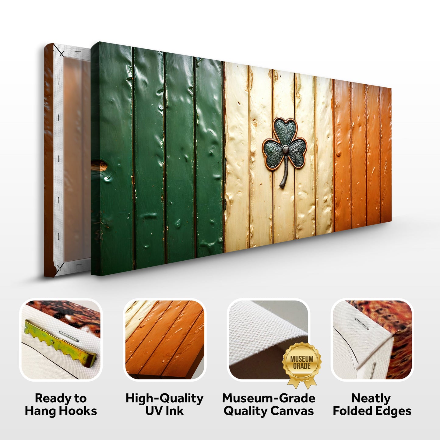 Irish Shamrock Glory Flag Canvas Wall Art