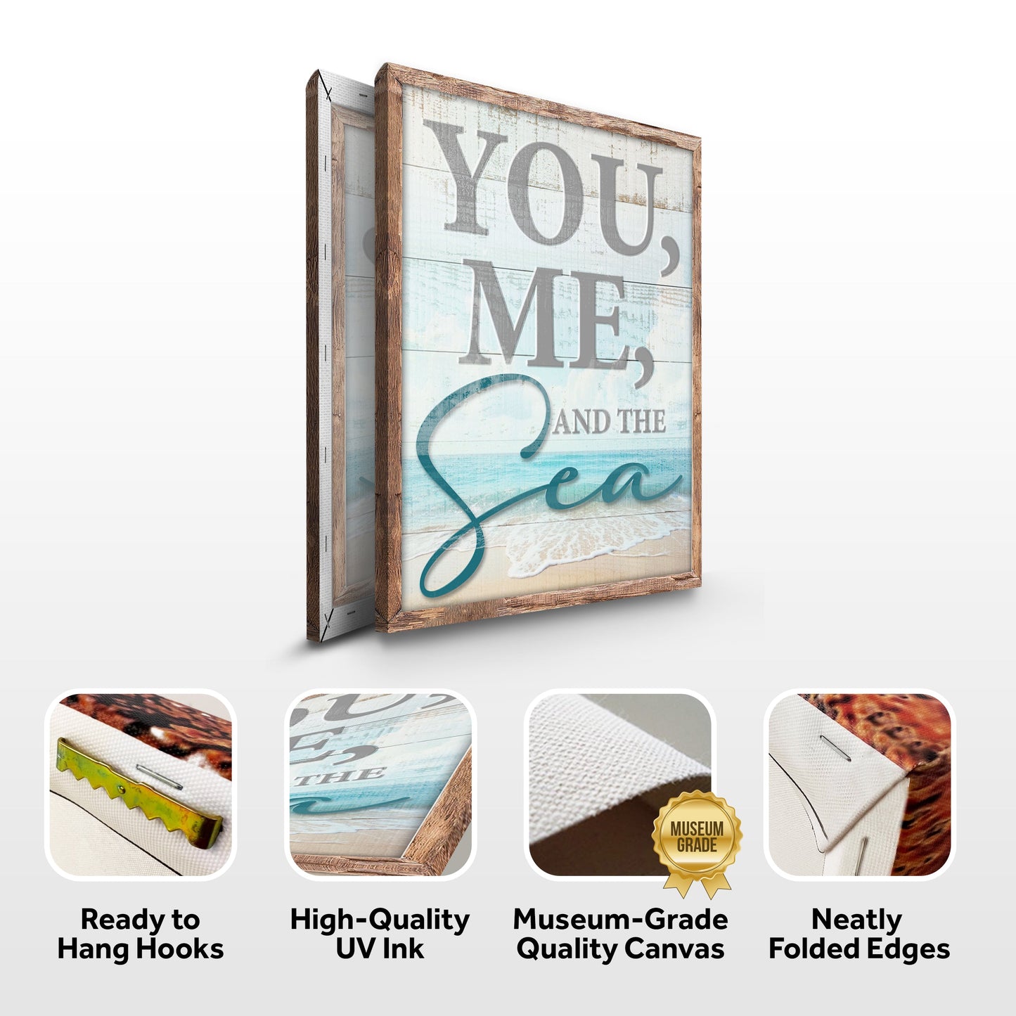 You Me and the Sea Coastal Sign Canvas Wall Art