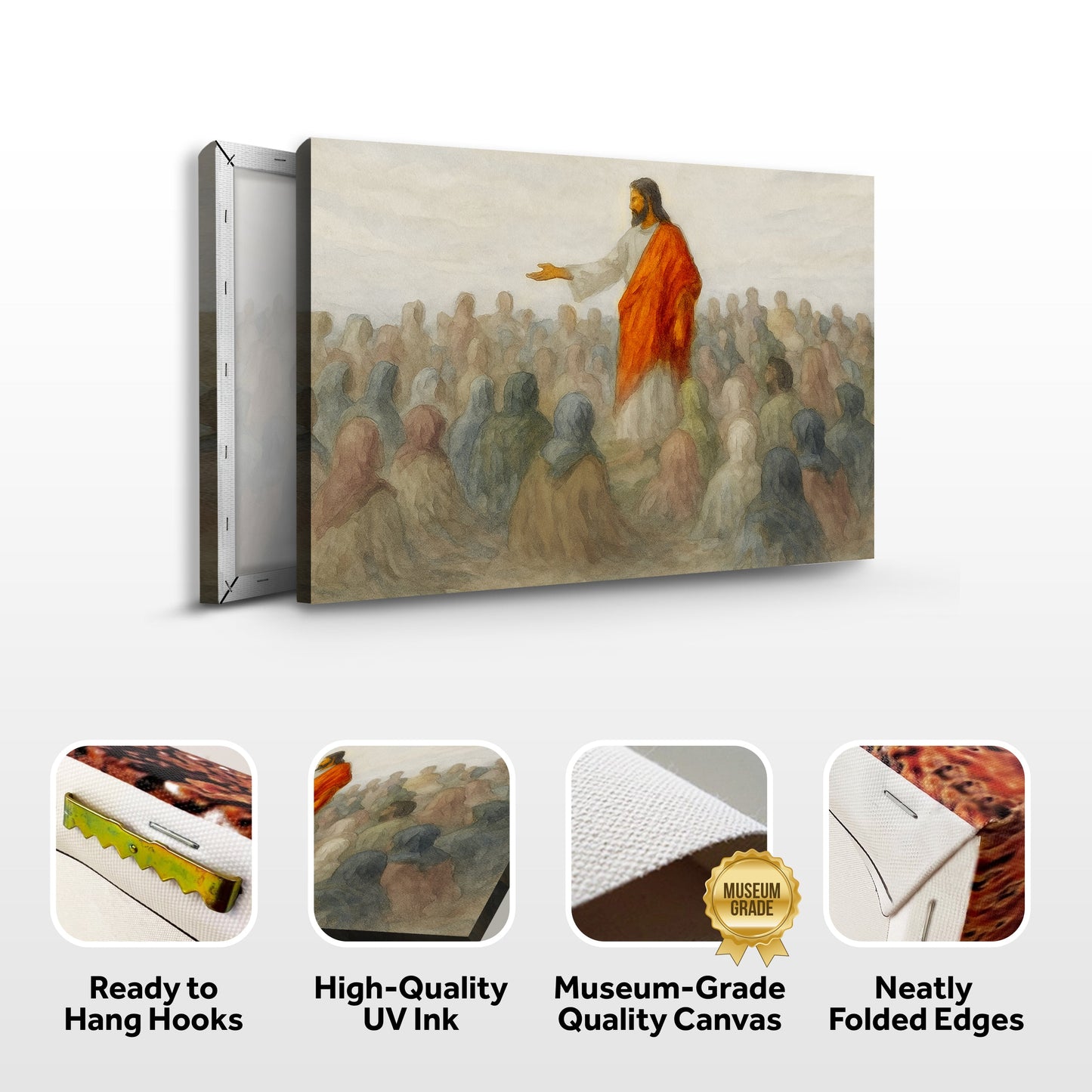 Jesus Preaching to Multitude Faith Canvas Art