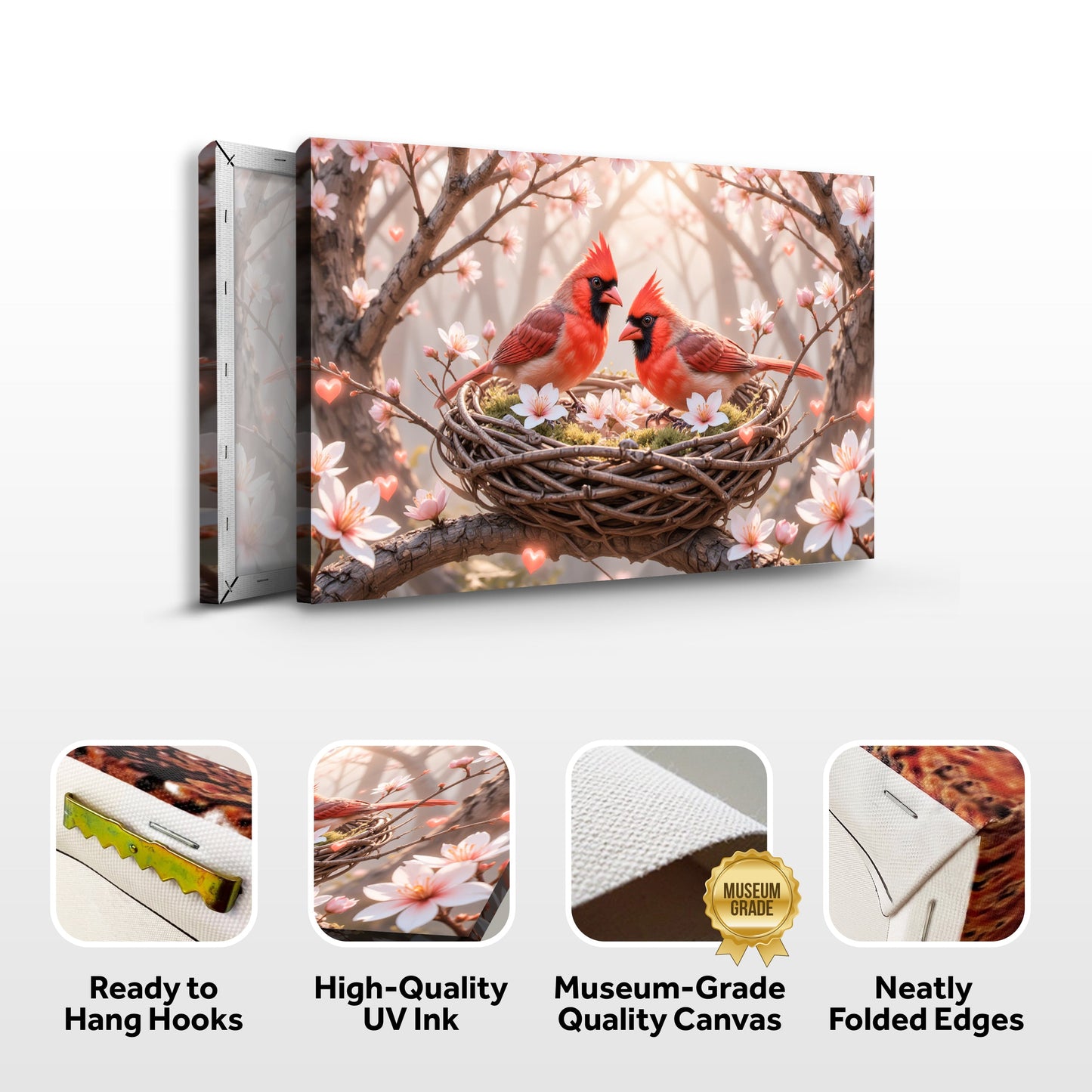 3D Cardinals Canvas Wall Art