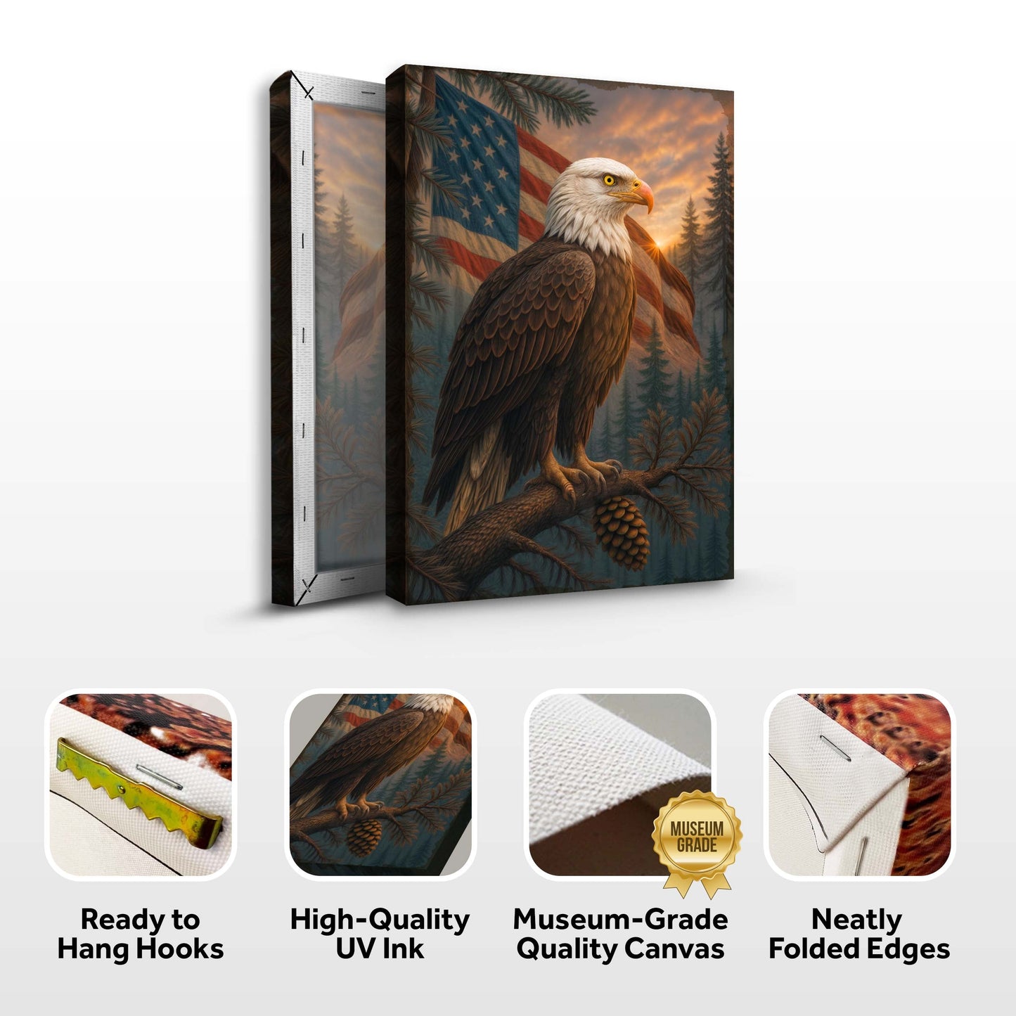 Sentinel of the Pines Eagle Canvas Wall Art