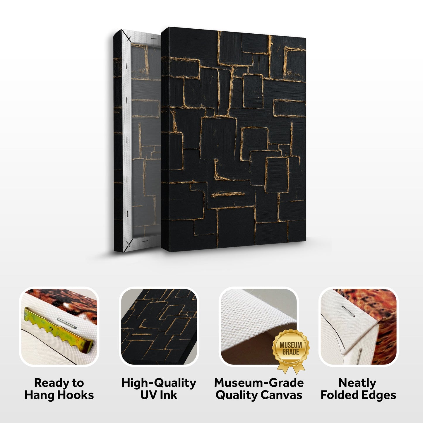 Contemporary Black and Gold Canvas Wall Art