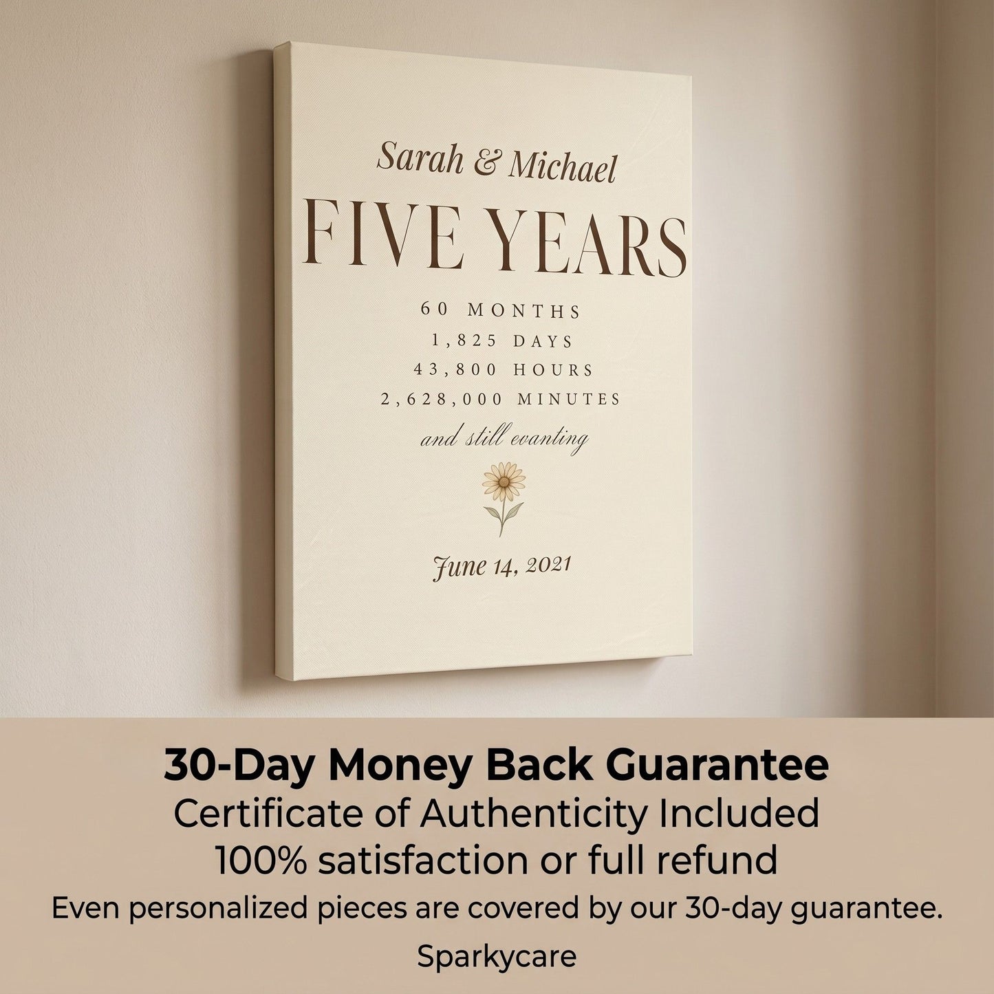 Personalized 5 Year Anniversary Canvas