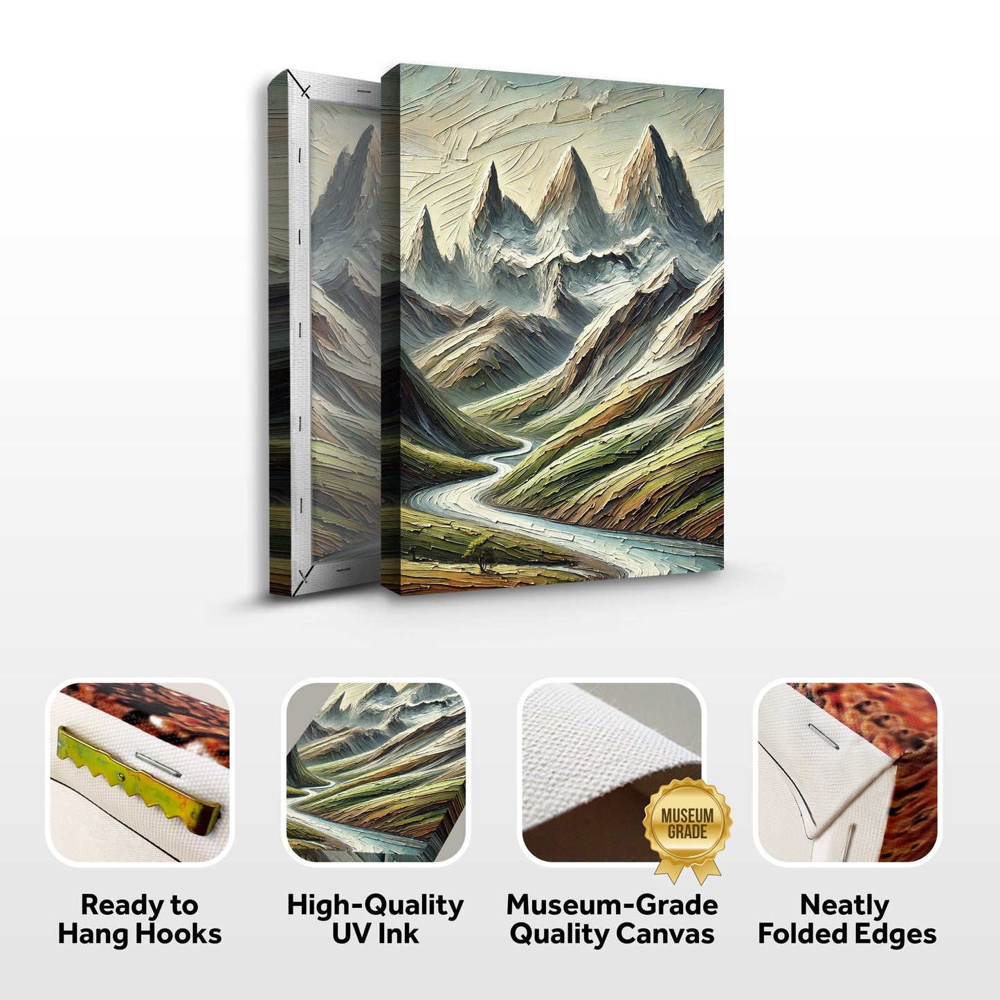 Abstract Mountain And River Landscape Canvas Wall Art II