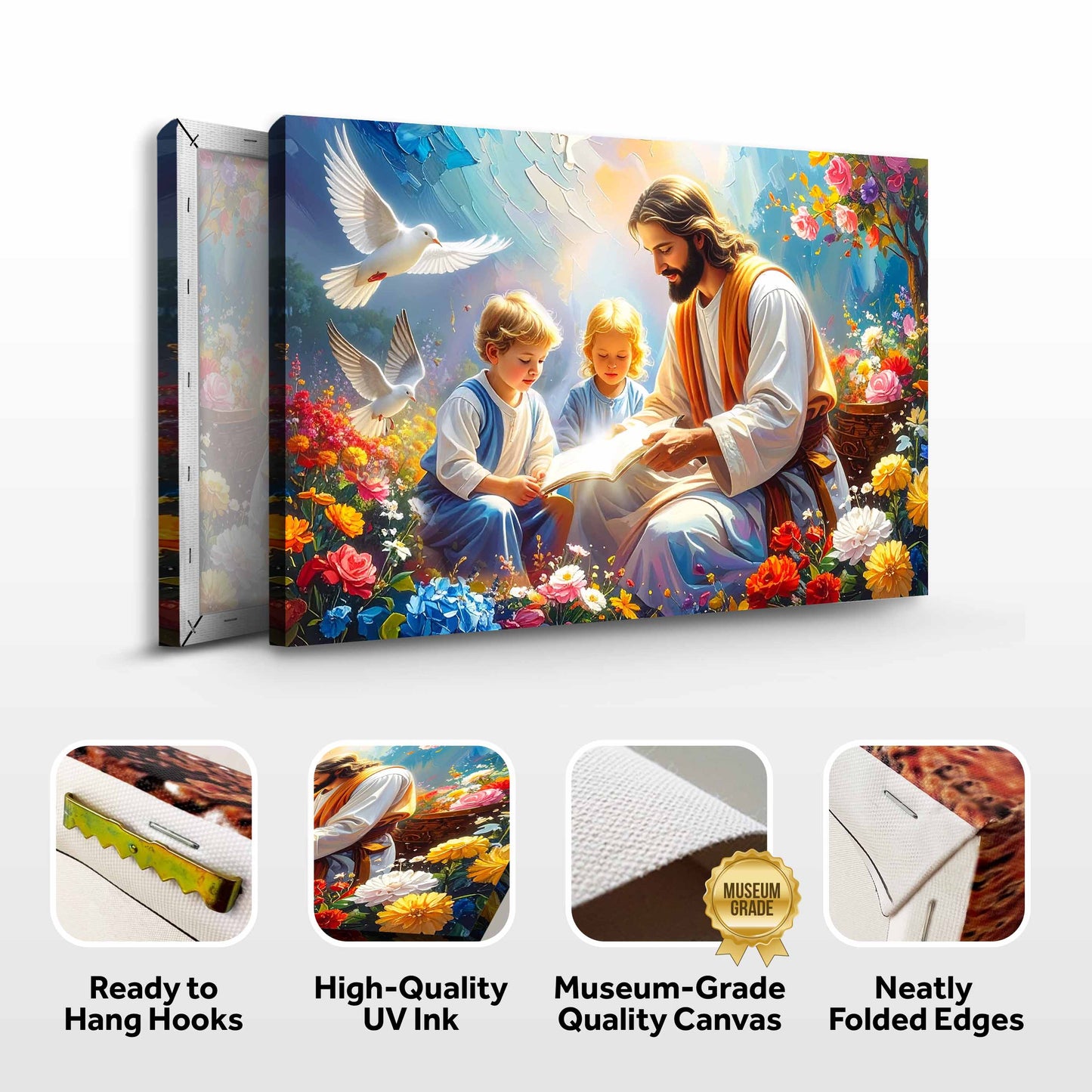 Jesus and Children Religious Canvas Wall Art