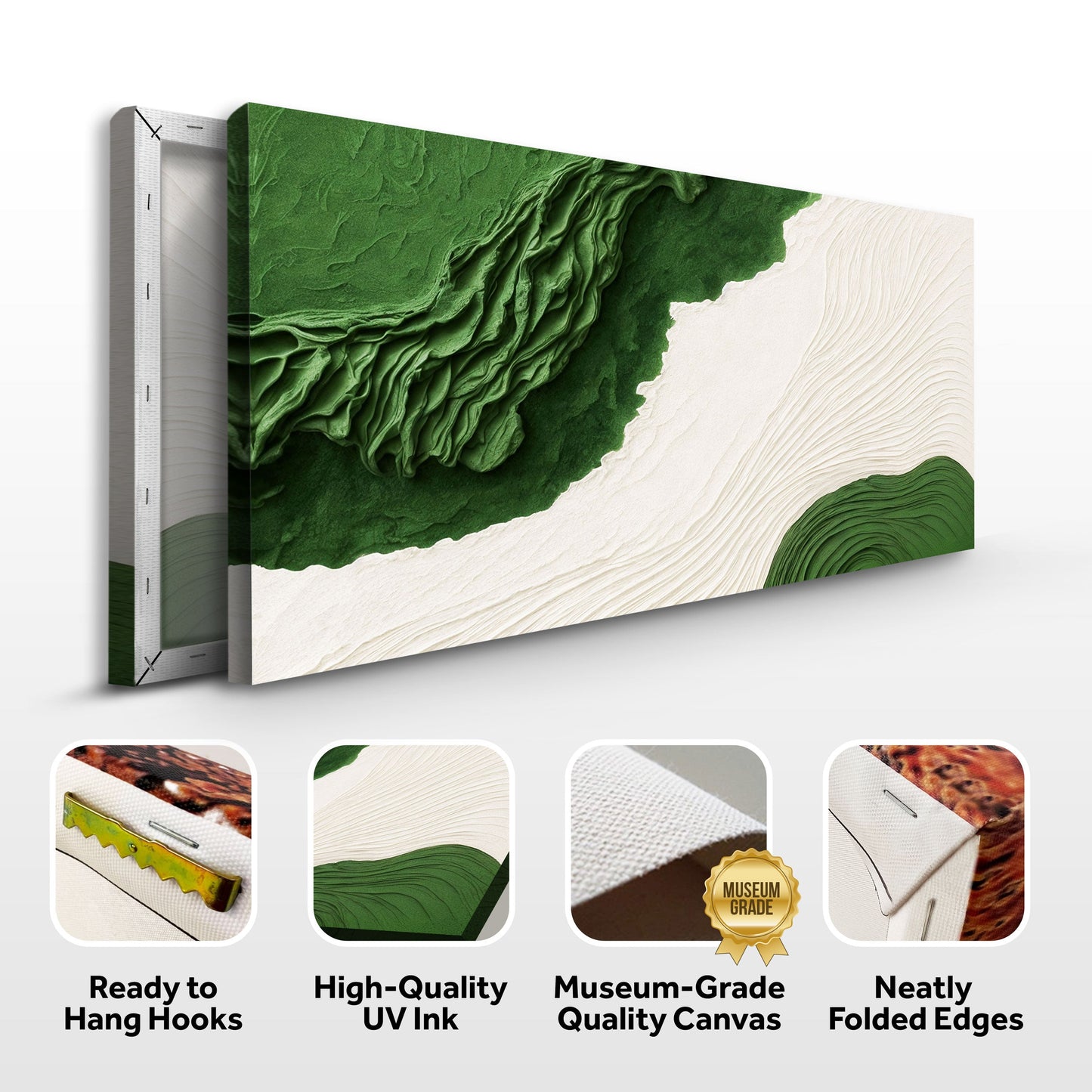 Green Rivers Abstract Canvas Wall Art IX