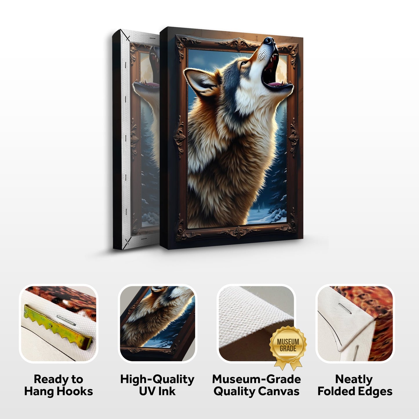 3D Wolf Canvas Wall Art