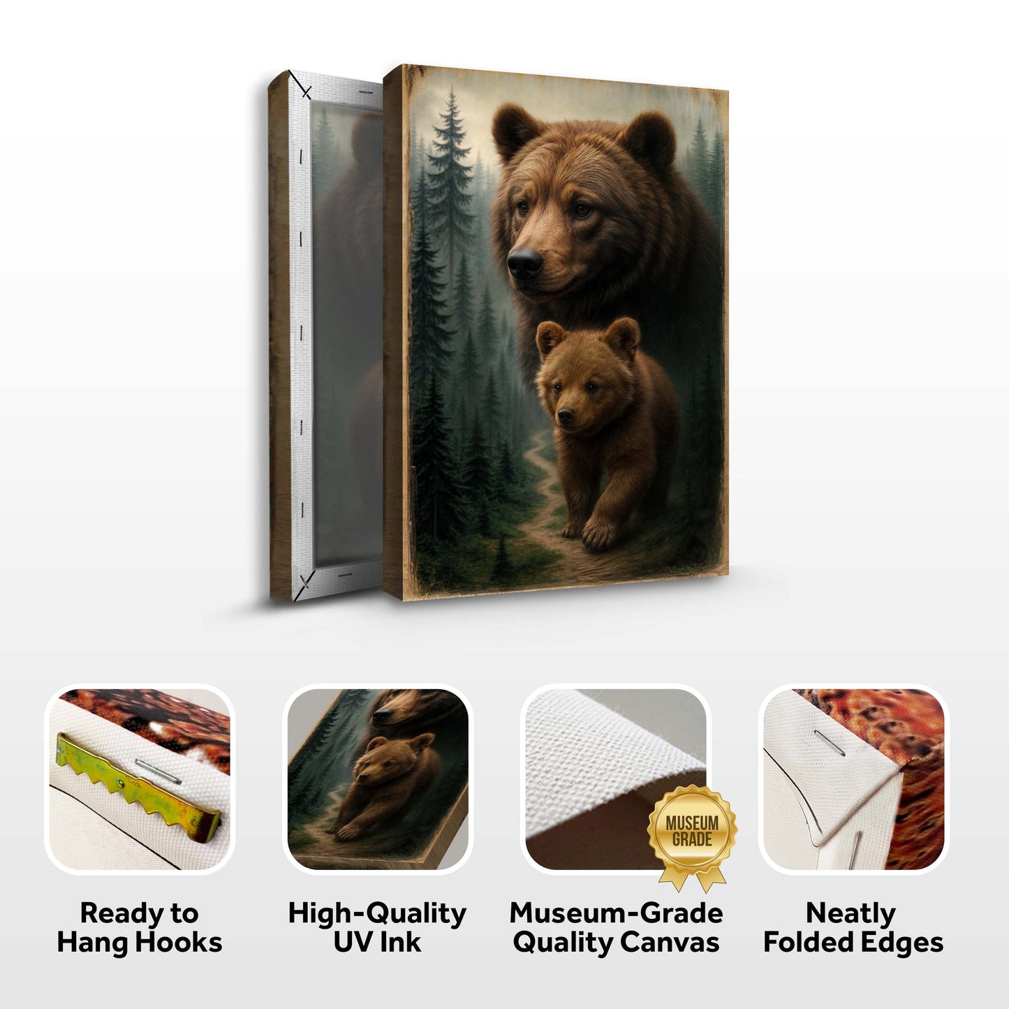 Bear and Cub Wildlife Canvas Wall Art