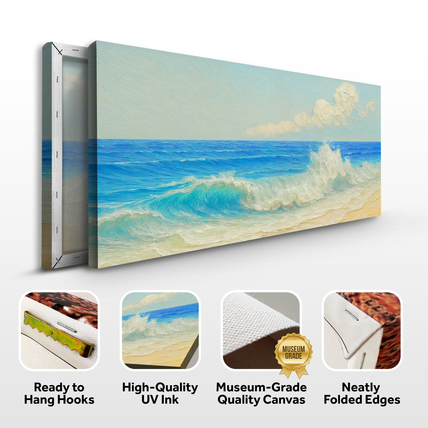 Serene Ocean Wave Coastal Canvas Wall Art
