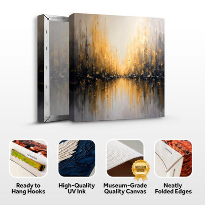 Golden Reflections Abstract Canvas Wall Art - Modern Print