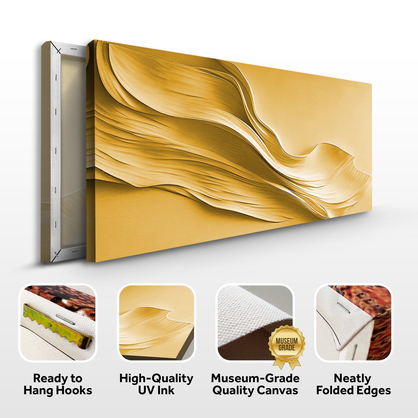 Gold Minimalist Canvas Wall Art - Abstract Gold Print