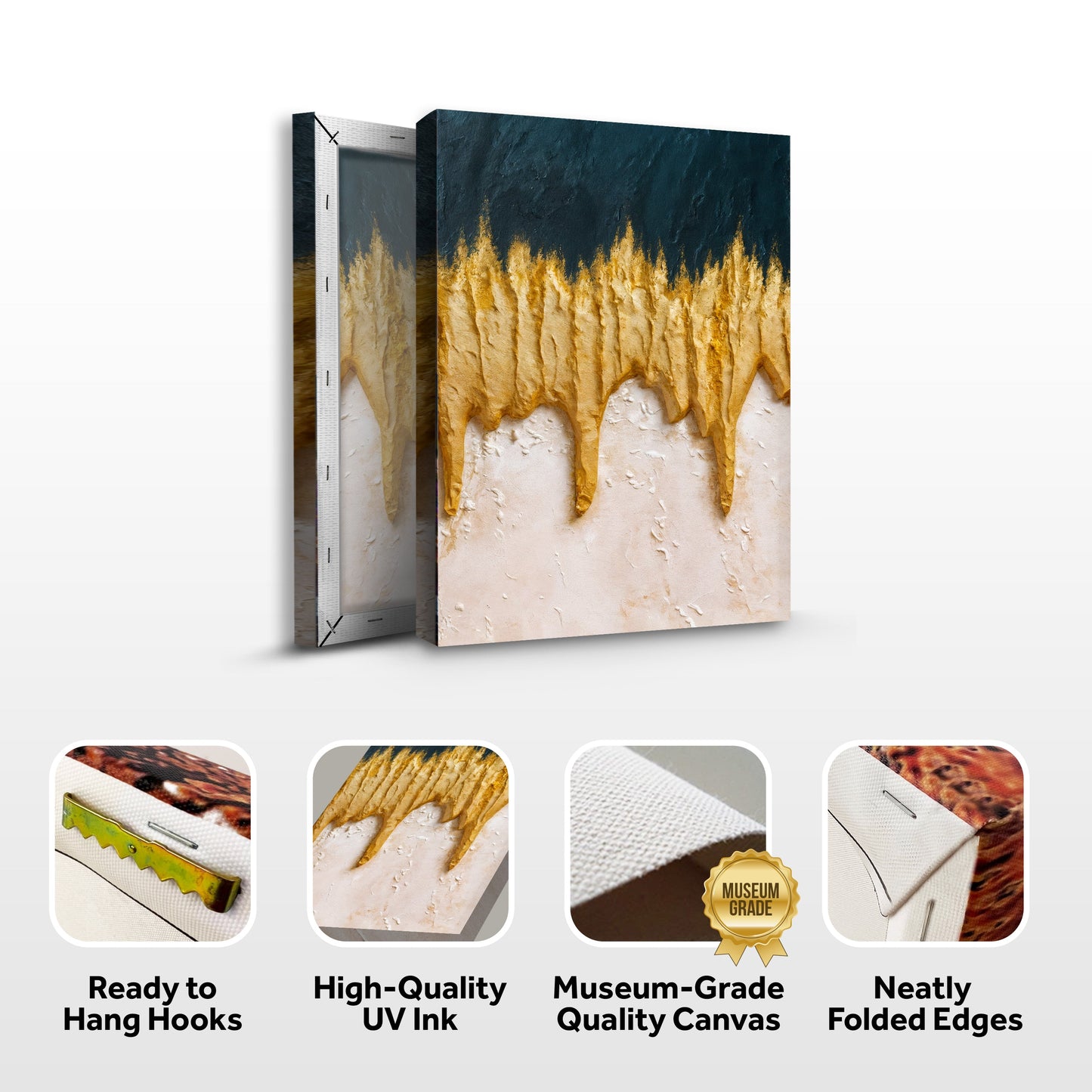 Abstract Blue And Gold Canvas Wall Art