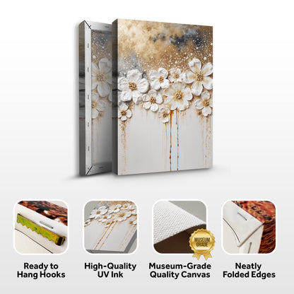 Gold Floral Canvas Wall Art - Elegant Botanical Print