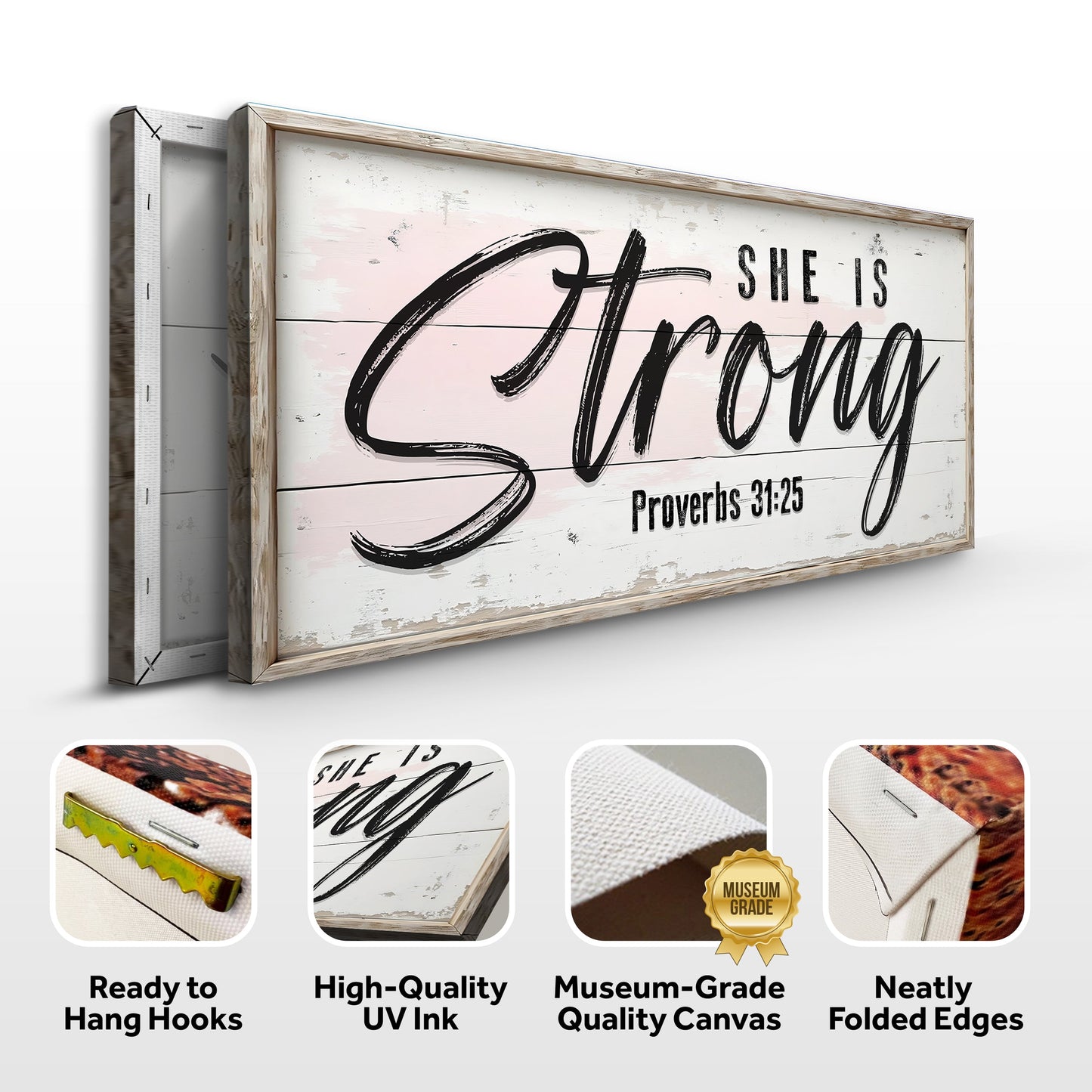She Is Strong Proverbs 31:25 Faith Canvas Sign