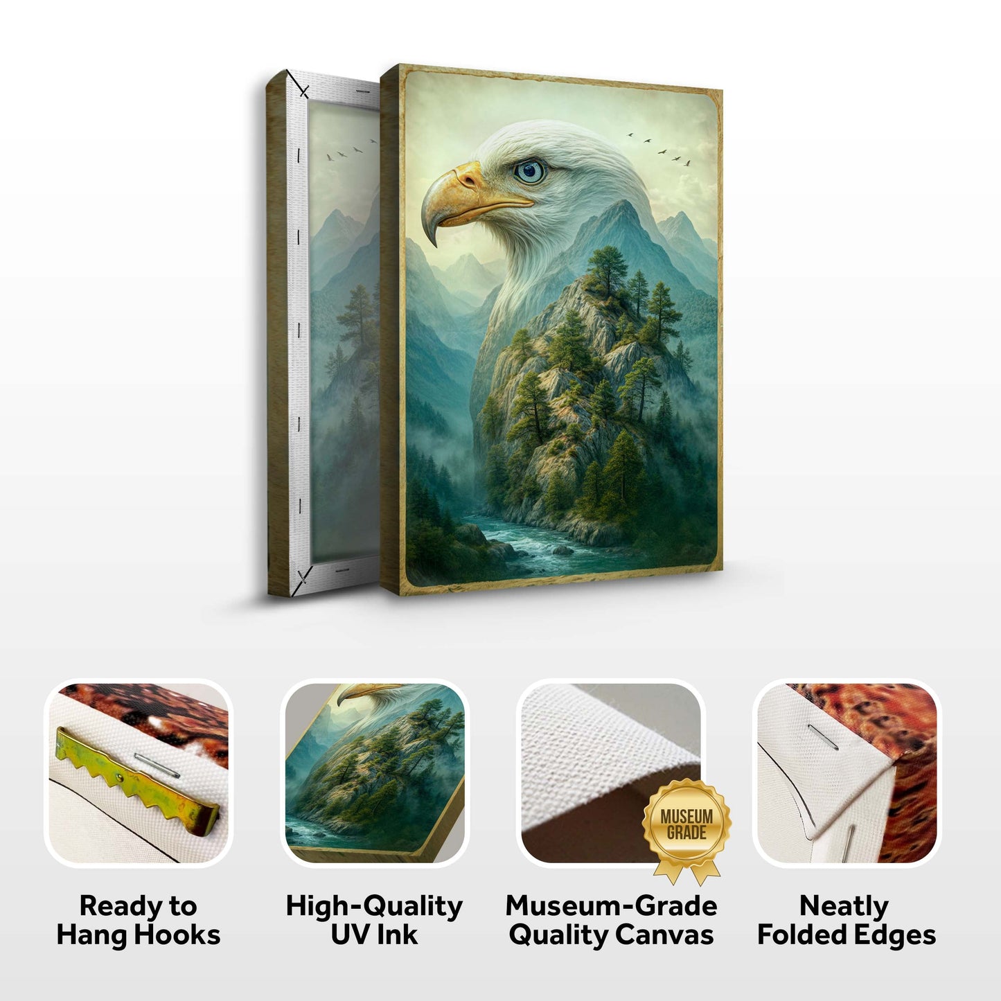 Eagle Over the Canyon Double Exposure Canvas Wall Art