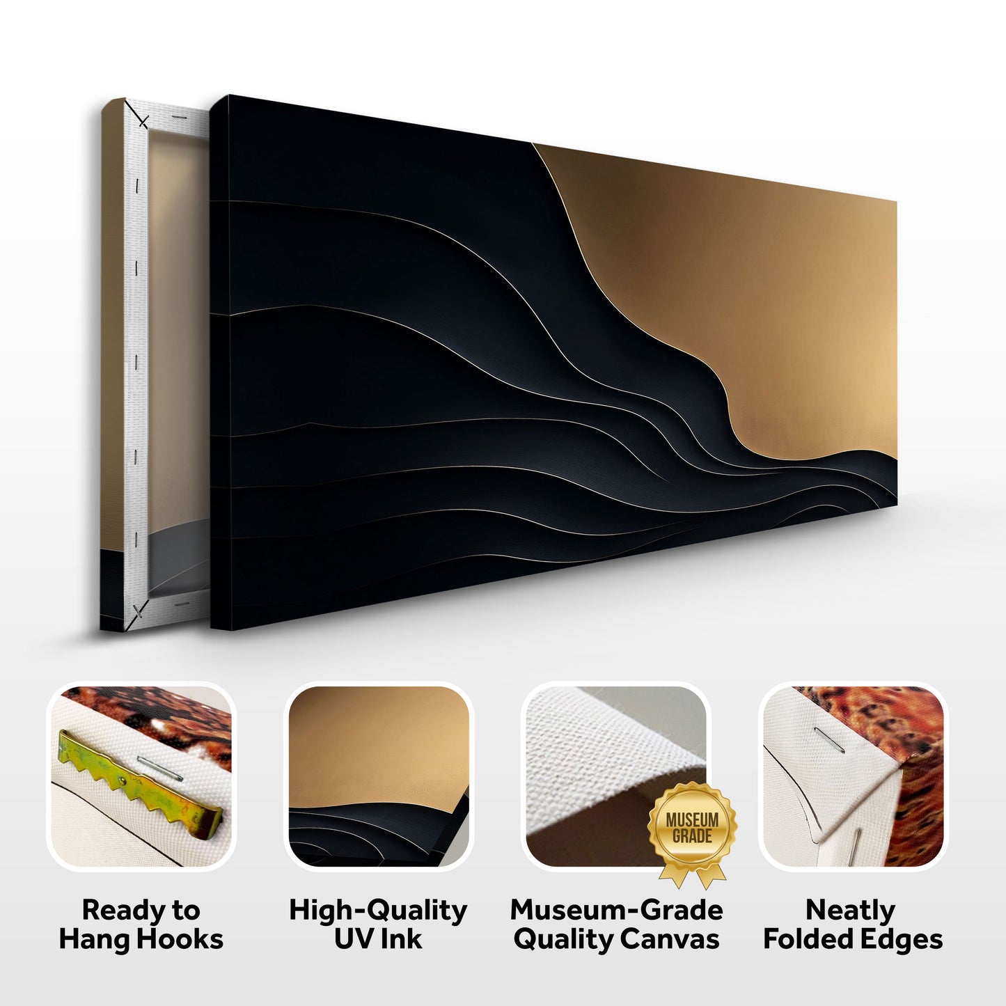 Black and Gold Minimalist Abstract Canvas Wall Art