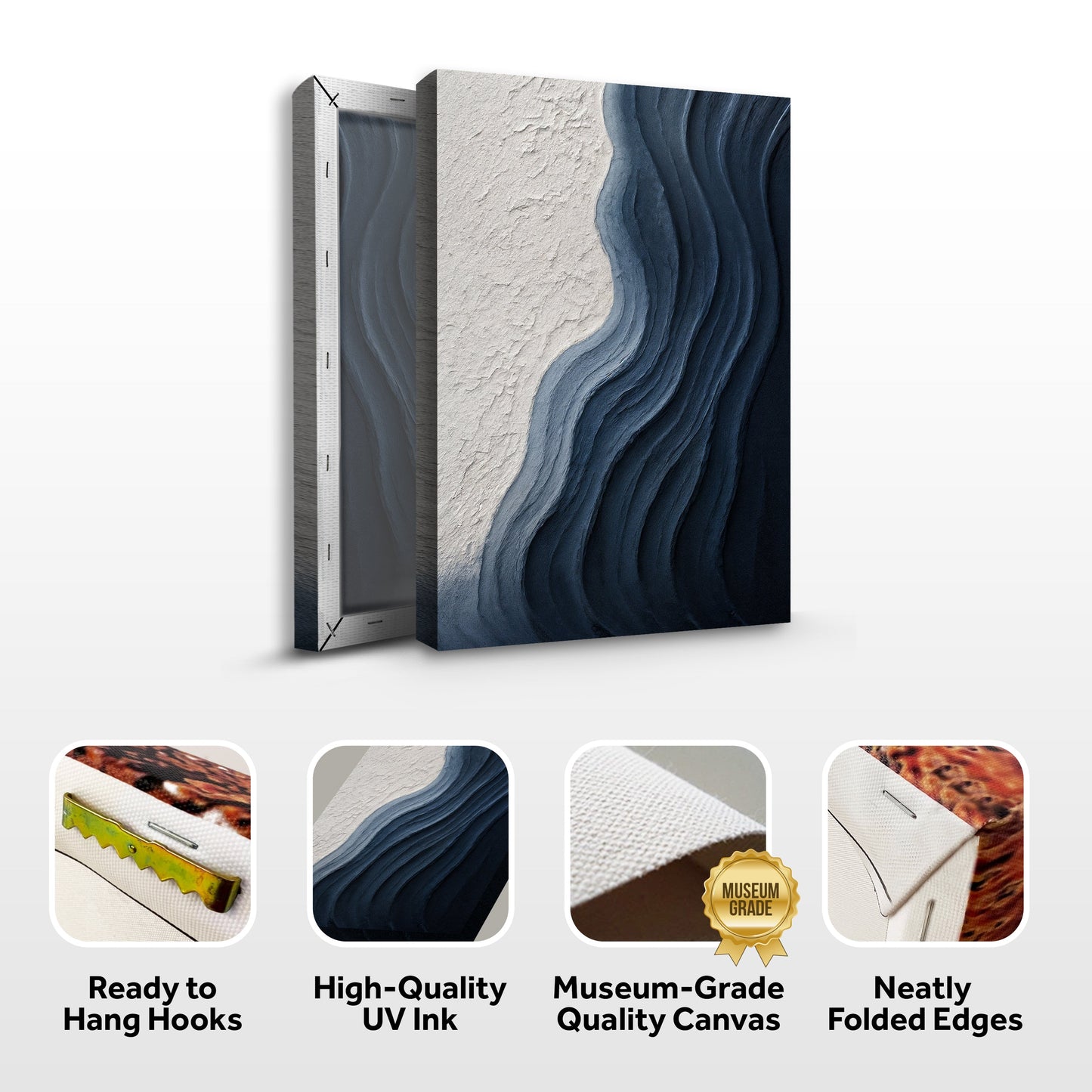 Abstract Minimalist Wave Impasto Canvas Wall Art