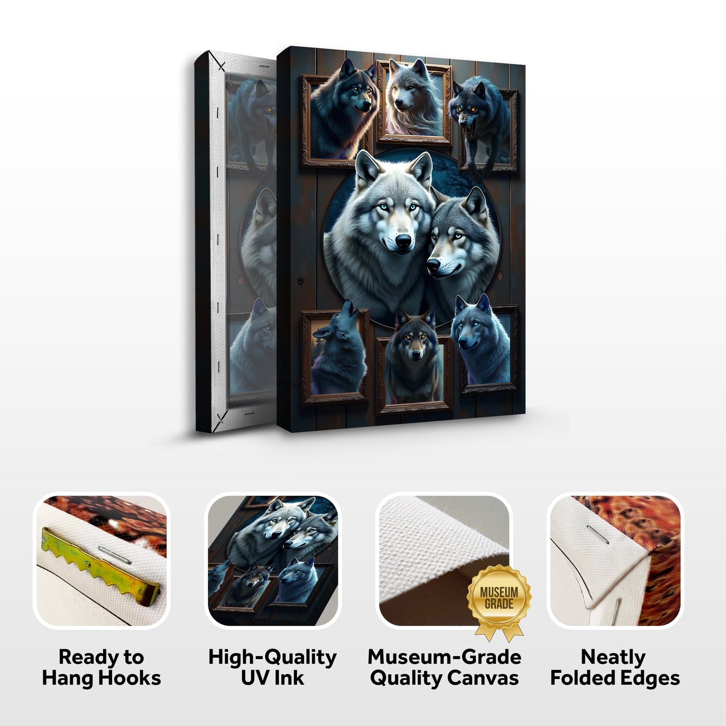 3D Wolf Collage Wall Art Print