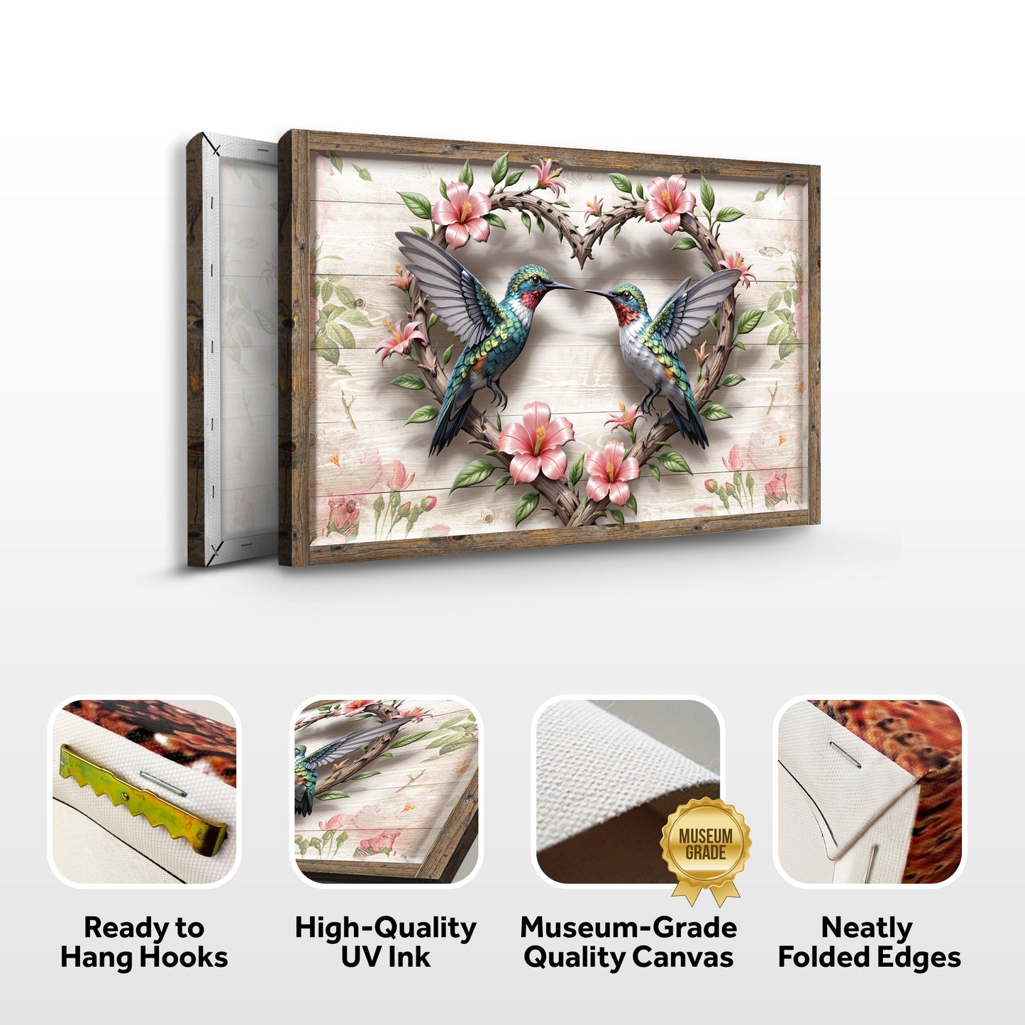 3D Hummingbirds Canvas Wall Art II
