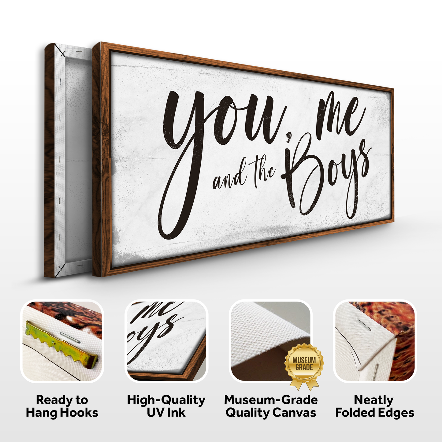 You Me and the Boys Farmhouse Bedroom Canvas Wall Art