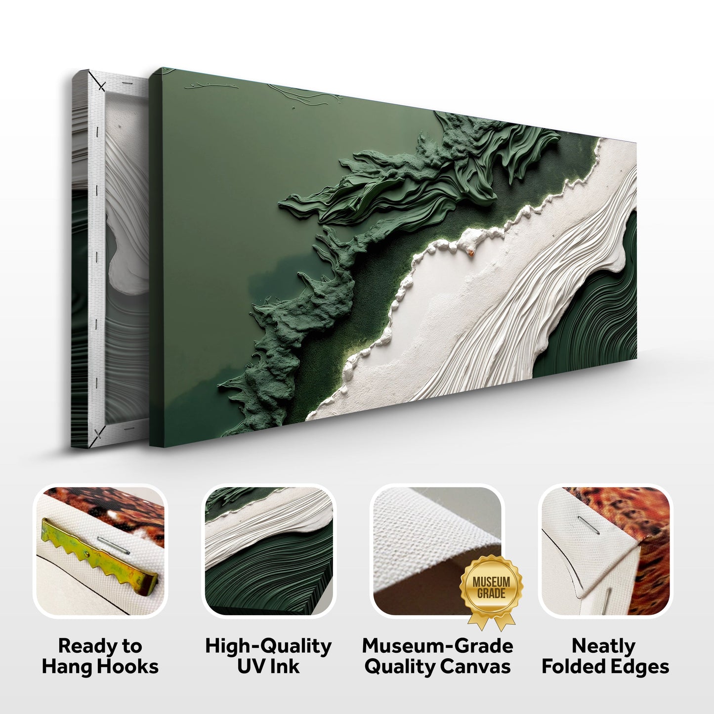 Green Rivers Abstract Canvas Wall Art VI