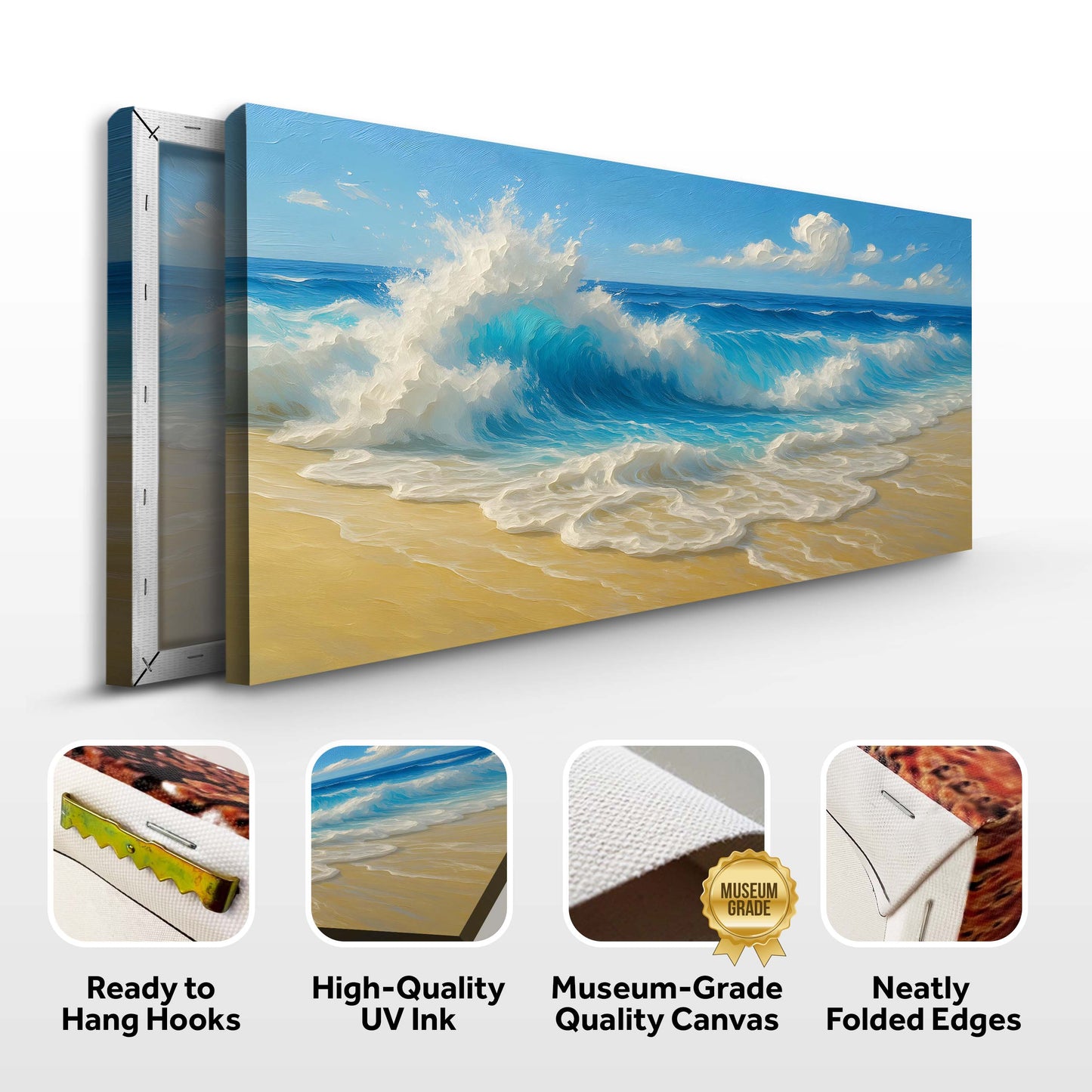 Serene Ocean Wave Coastal Canvas Wall Art