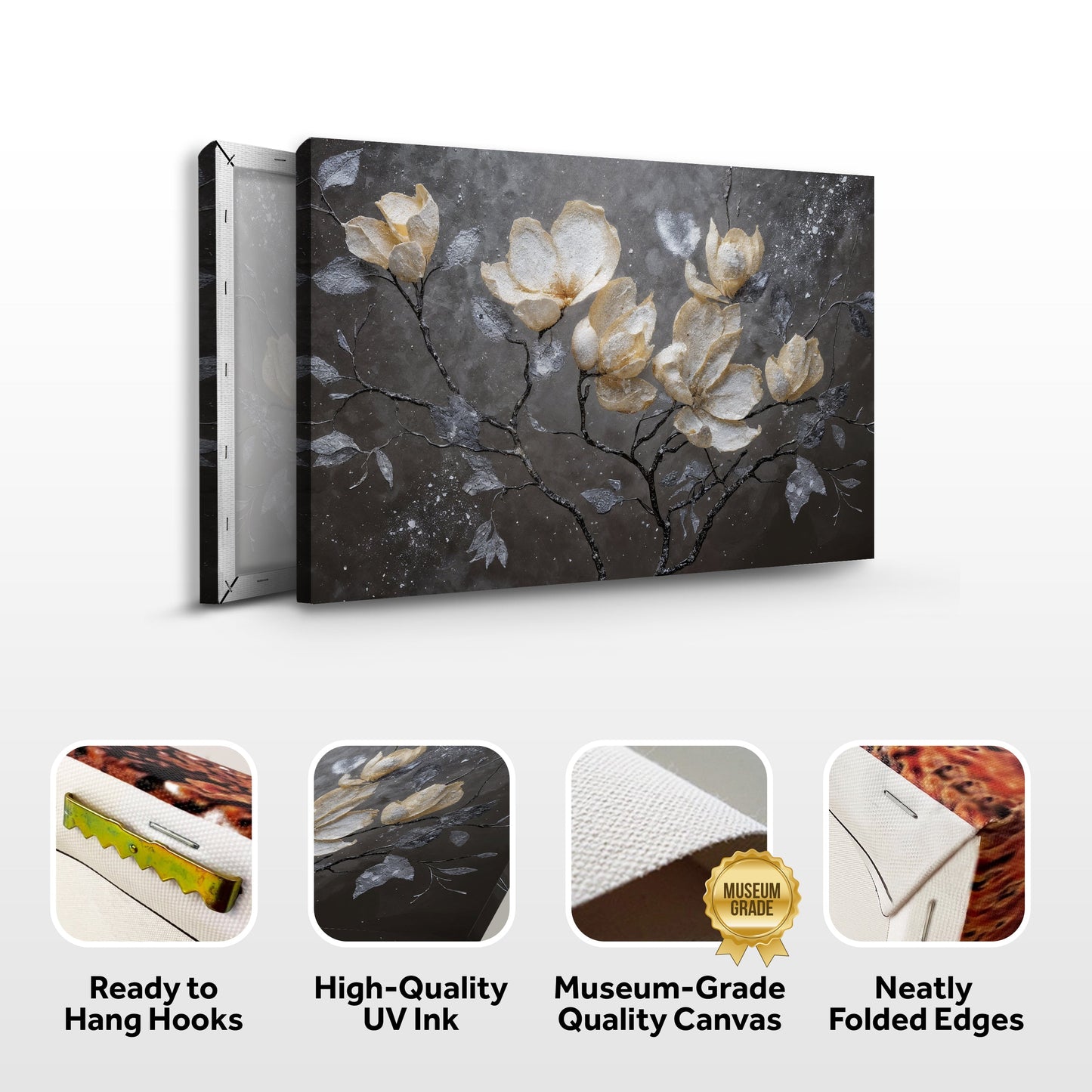 Midnight Magnolias Floral Canvas Wall Art