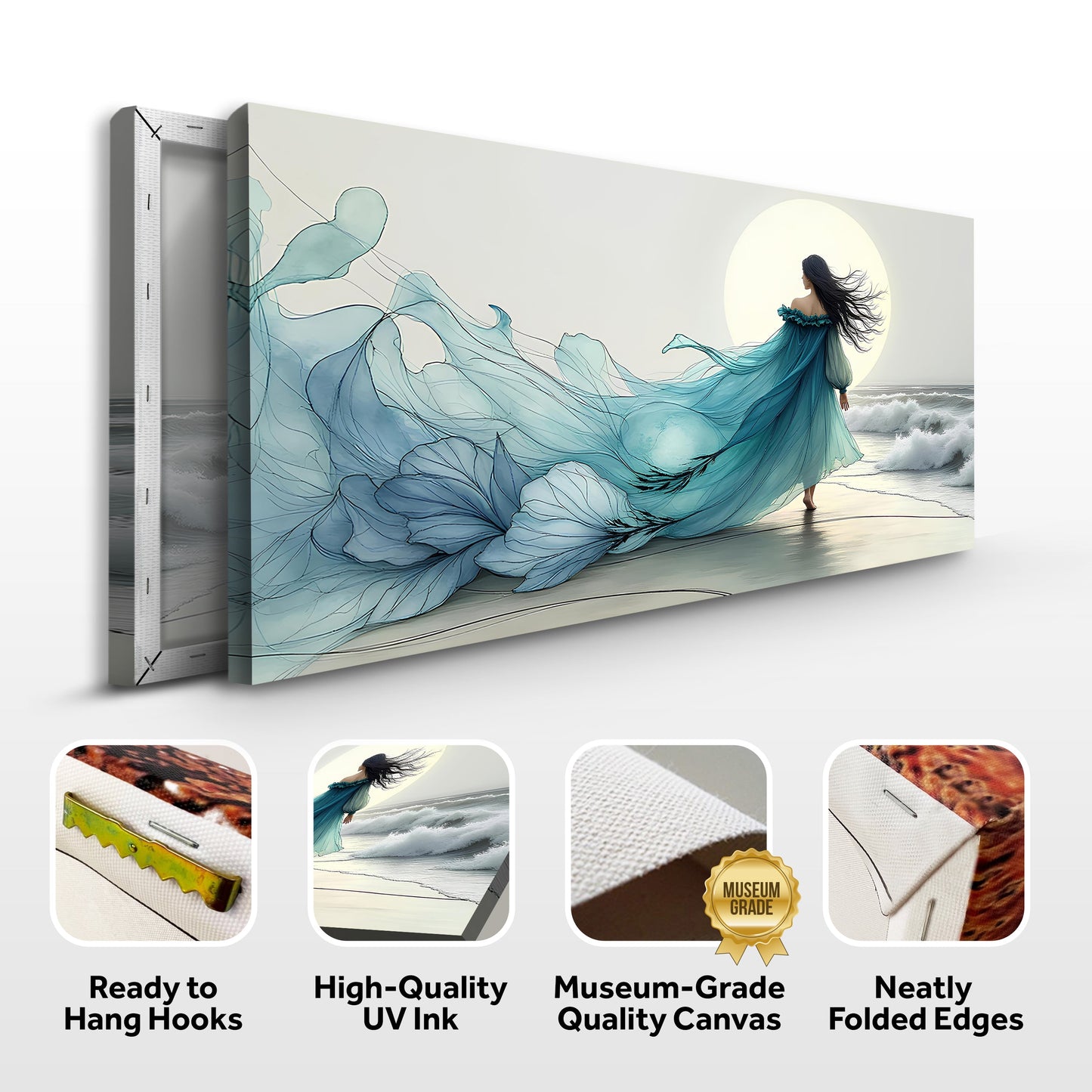 Swirling Winds by the Ocean Abstract Canvas Wall Art