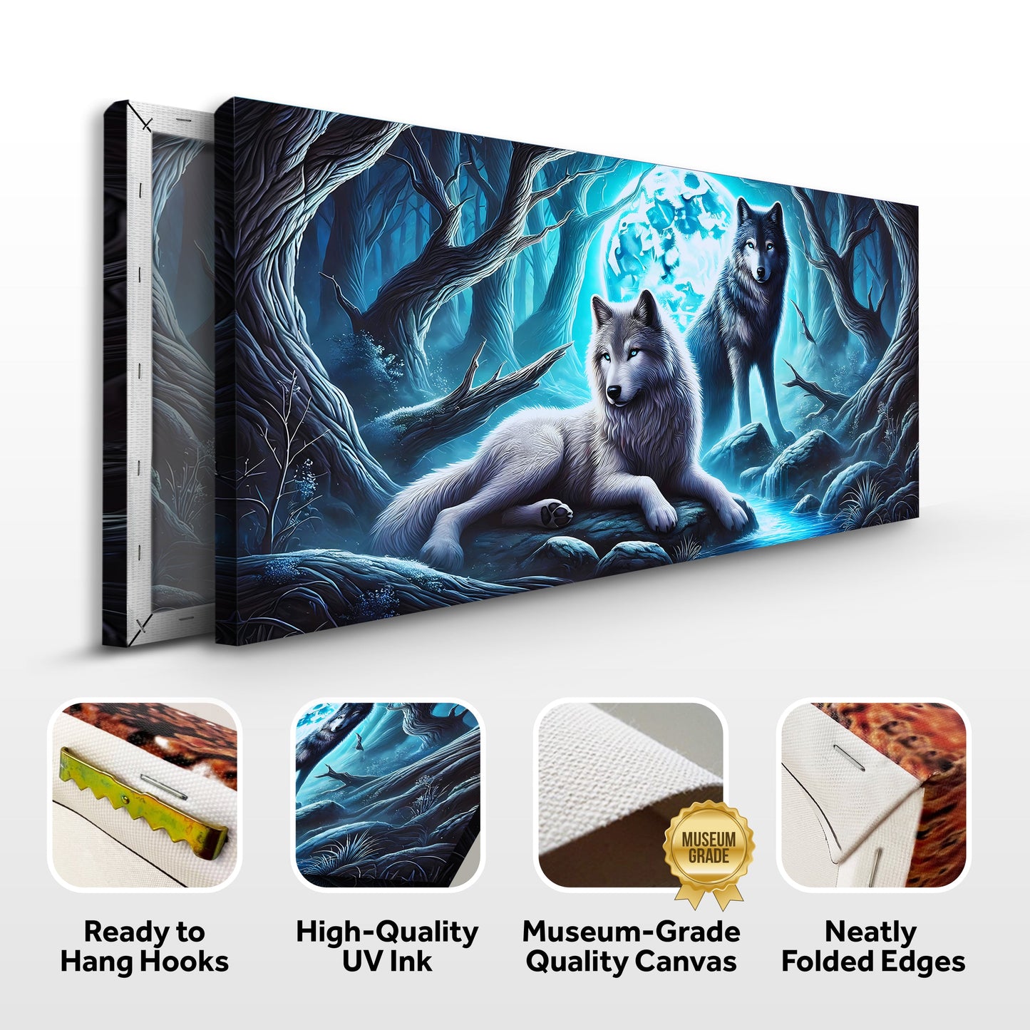 3D Wolves Canvas Wall Art