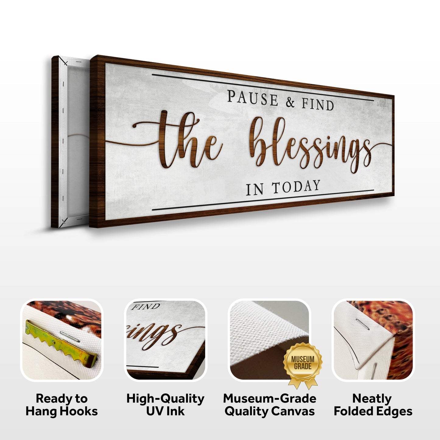 Pause and Find the Blessings Faith Sign Canvas Wall Art