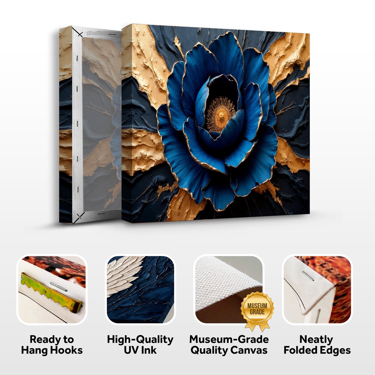 Sapphire Bloom Floral Canvas Wall Art