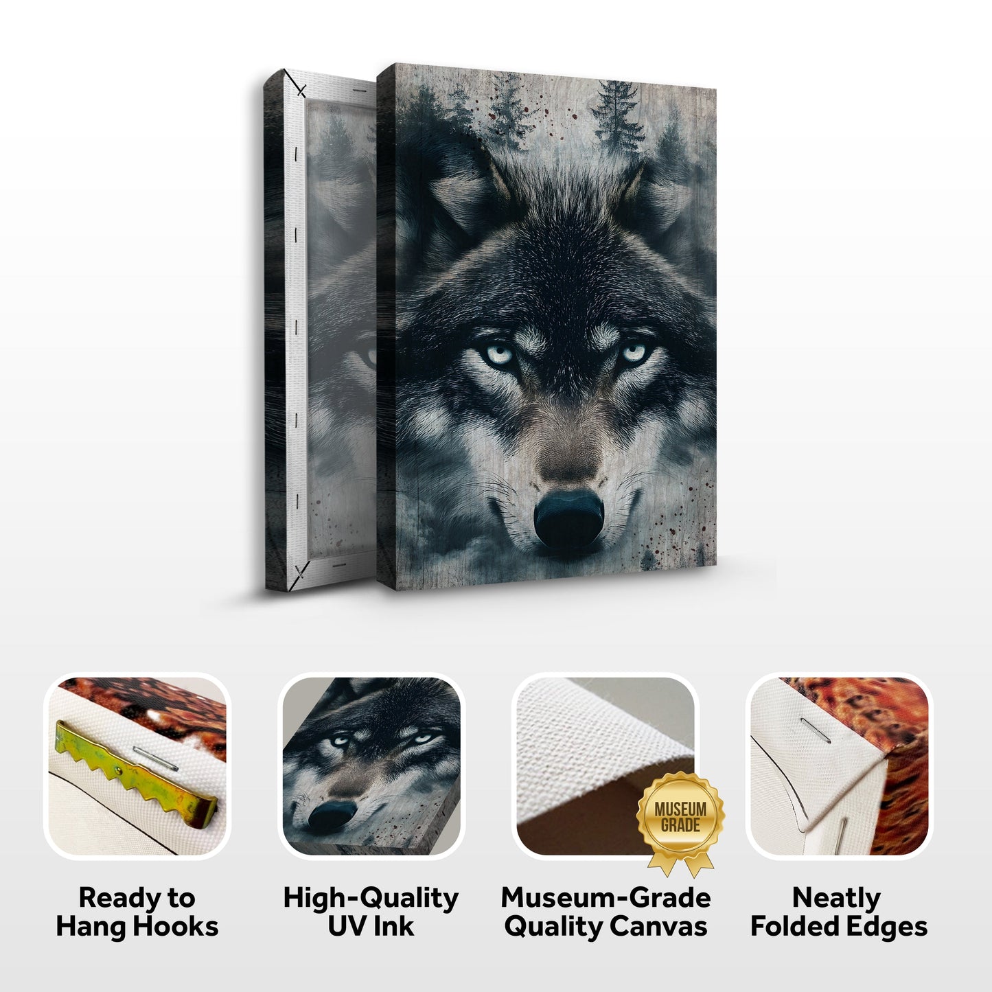 Wolf Double Exposure Canvas Wall Art III