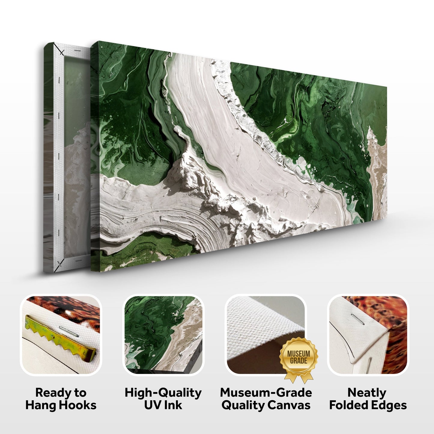 Green Rivers Abstract Canvas Wall Art IV