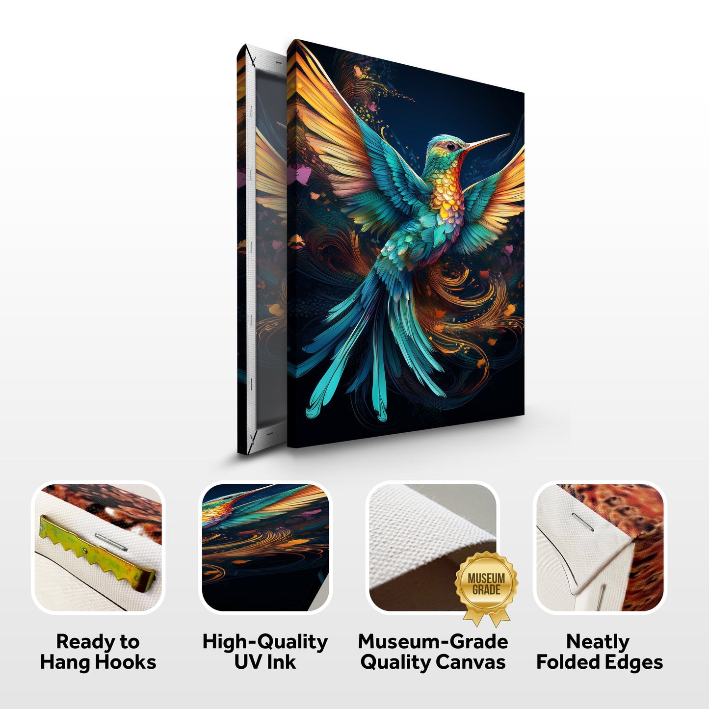 Hummingbird Abstract Canvas Wall Art