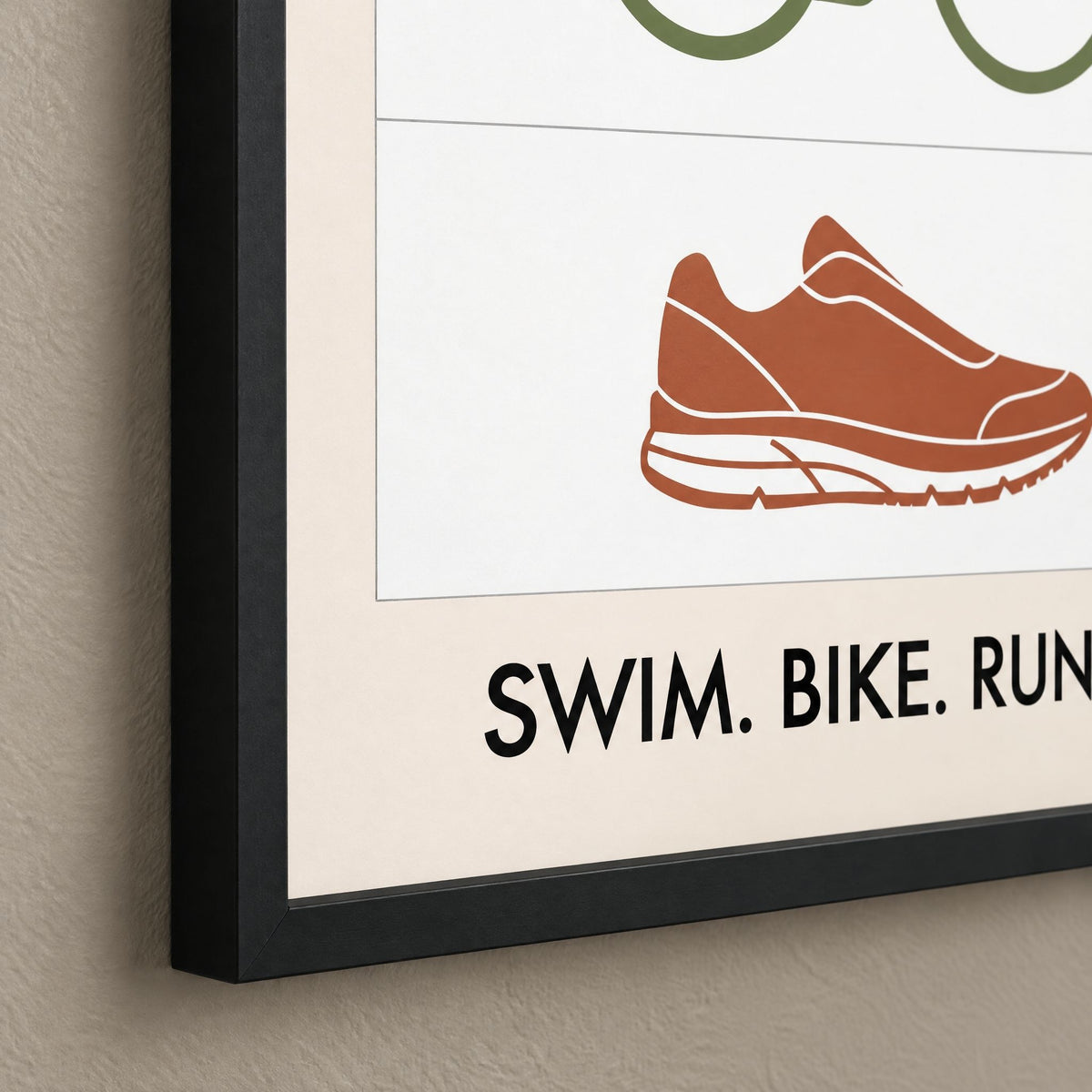 Swim Bike Run Poster: Minimalist Triathlon Icons Wall Art