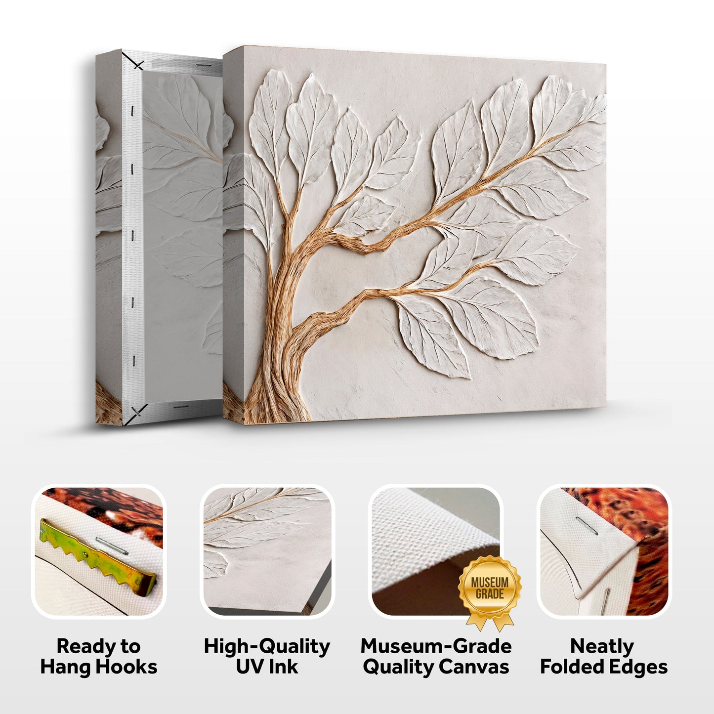 Calm Ivory Clay Abstract Canvas Wall Art