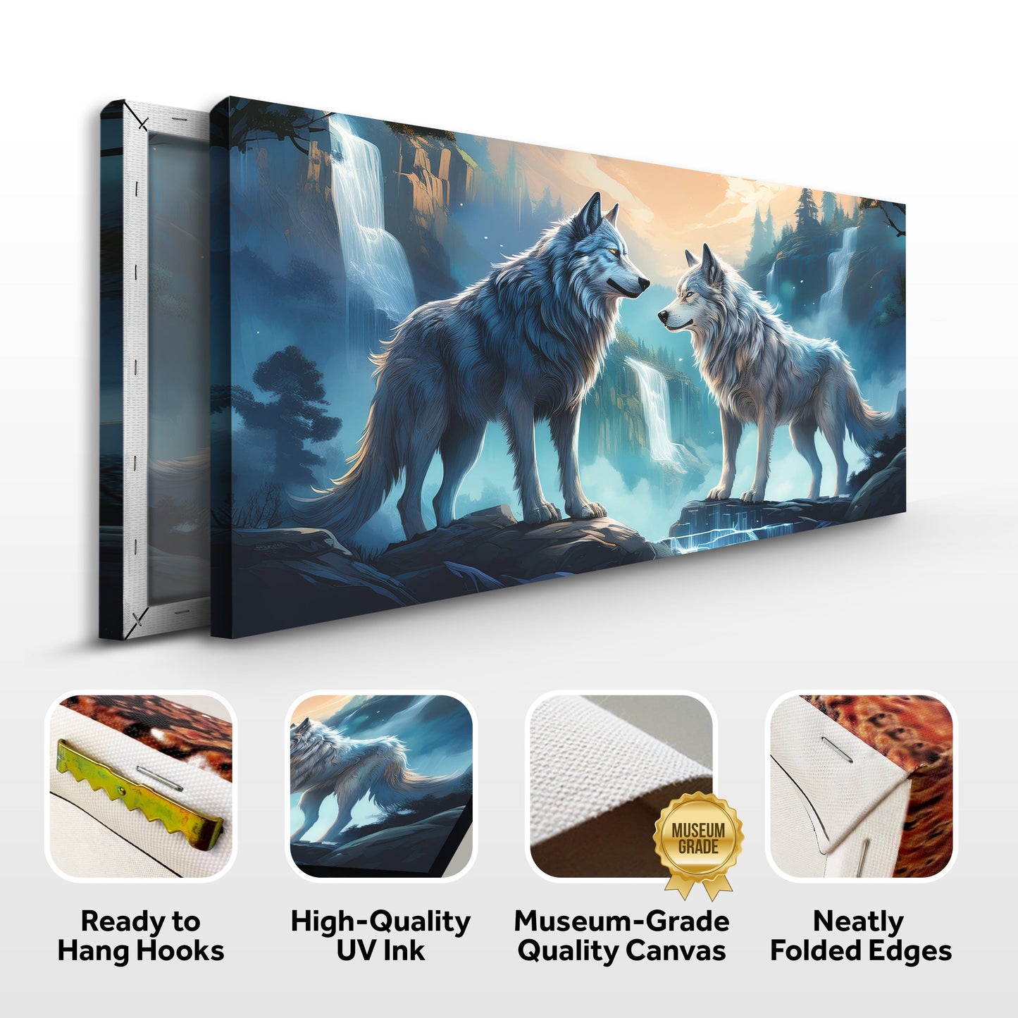 3D Wolves Wall Art Large