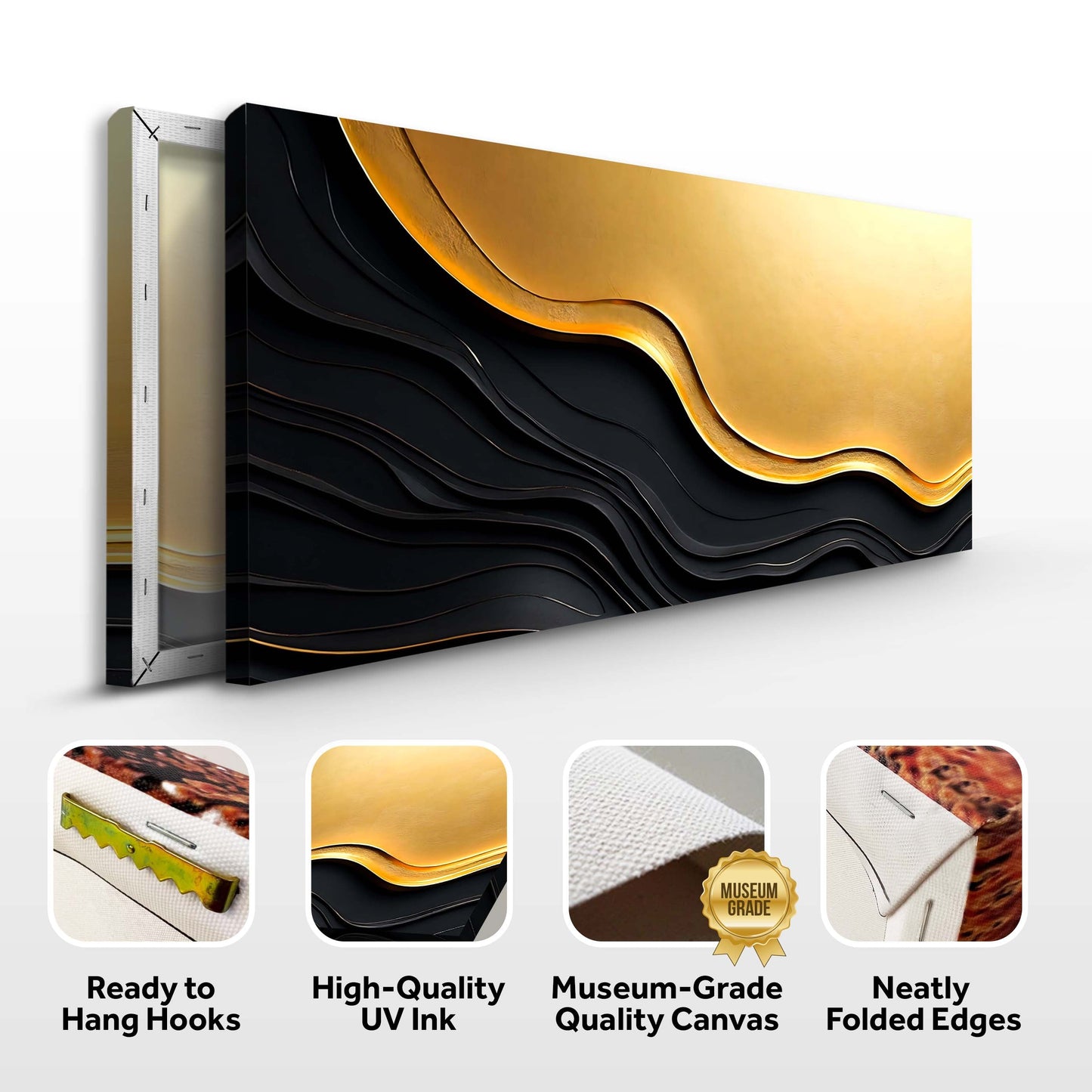 Black and Gold Minimalist Abstract Canvas Wall Art