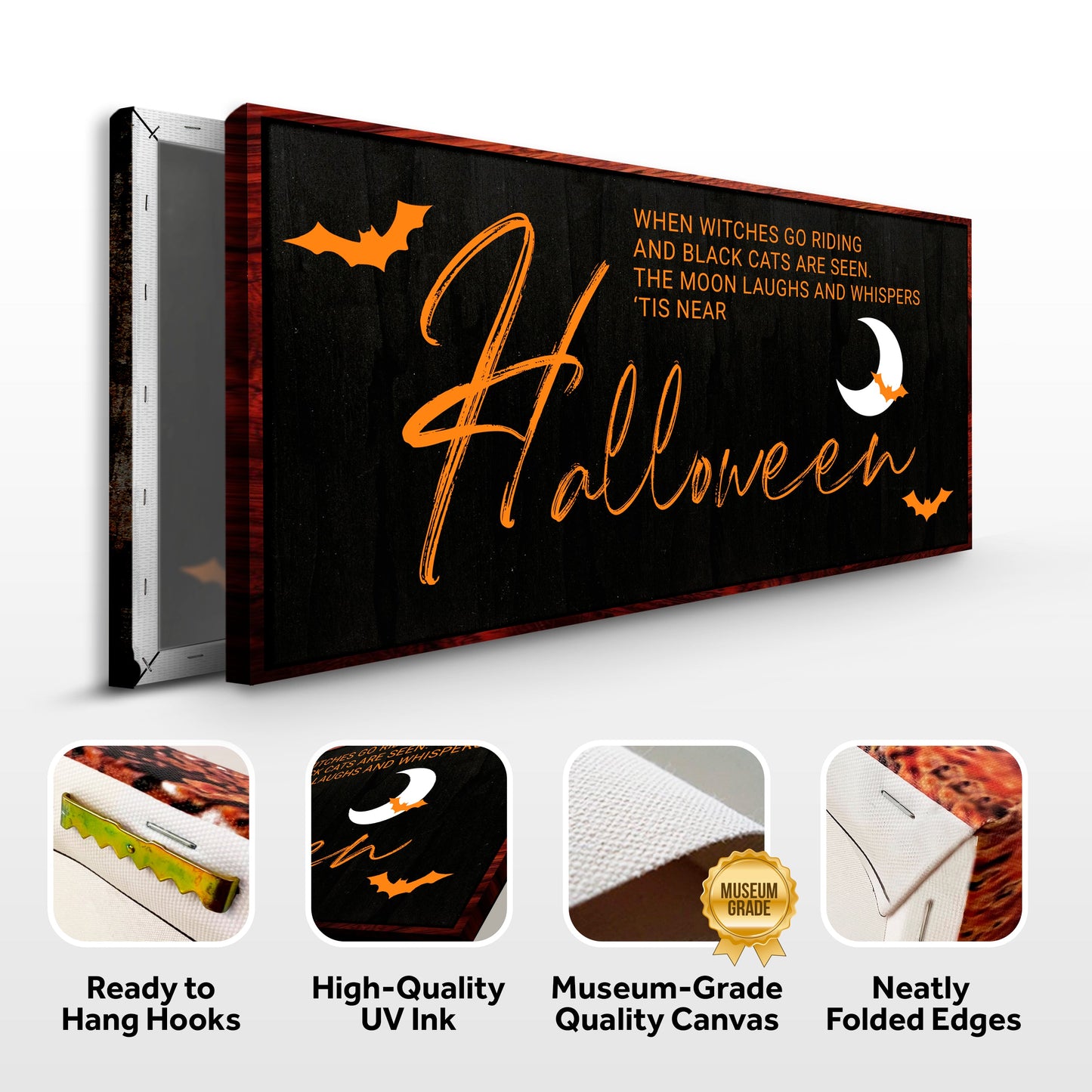 When Witches Go Riding Halloween Canvas Wall Sign