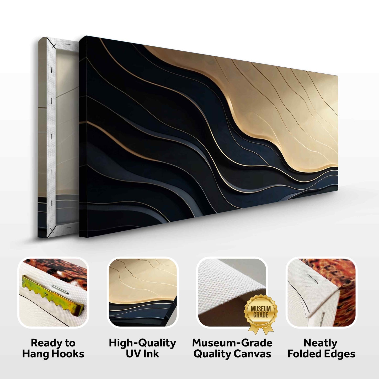 Black and Gold Minimalist Abstract Canvas Wall Art